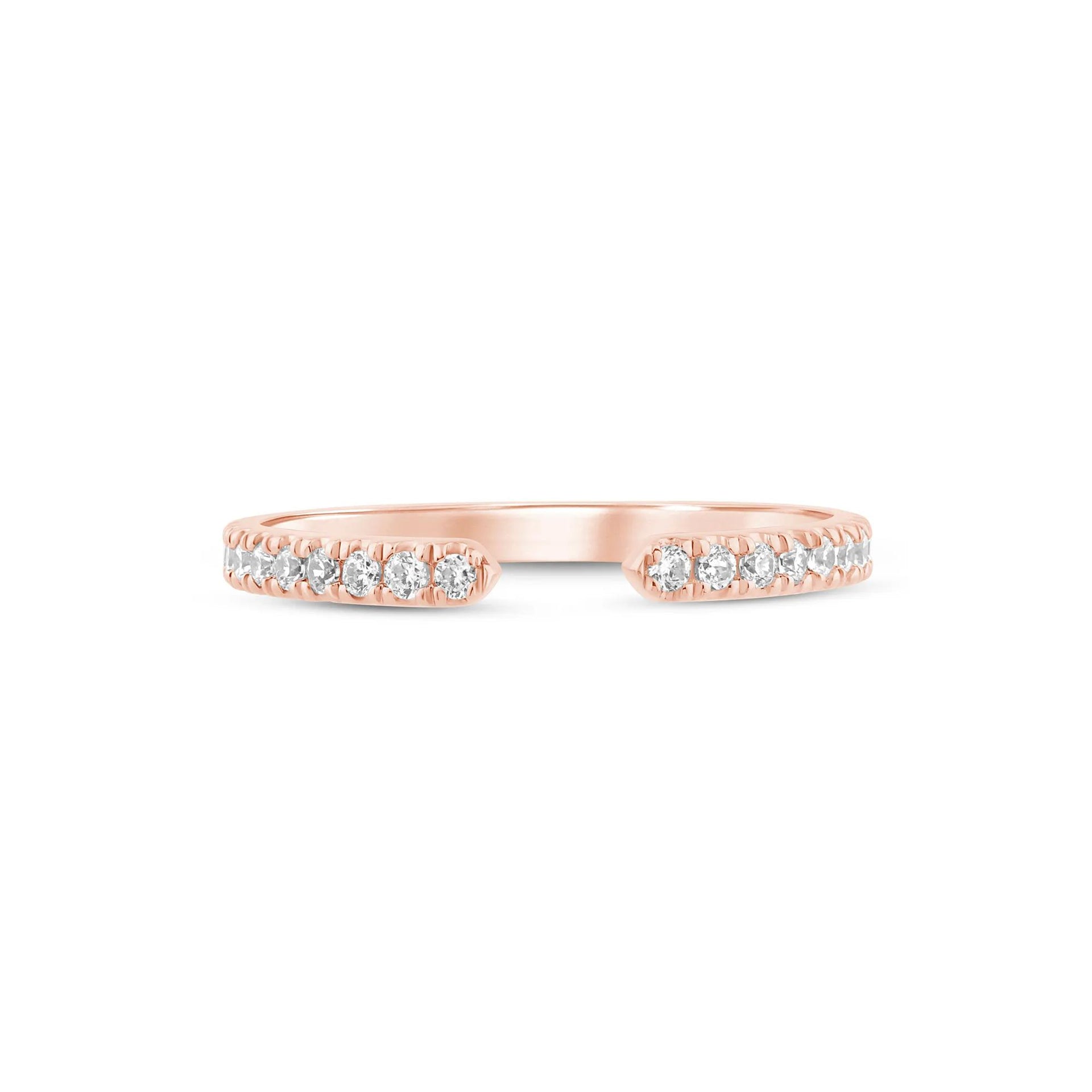 1/4 CT. Tw. Lab Grown Diamond Open Band Ring 14K Rose Gold Round Brilliant Cut Size 6.5 1mm