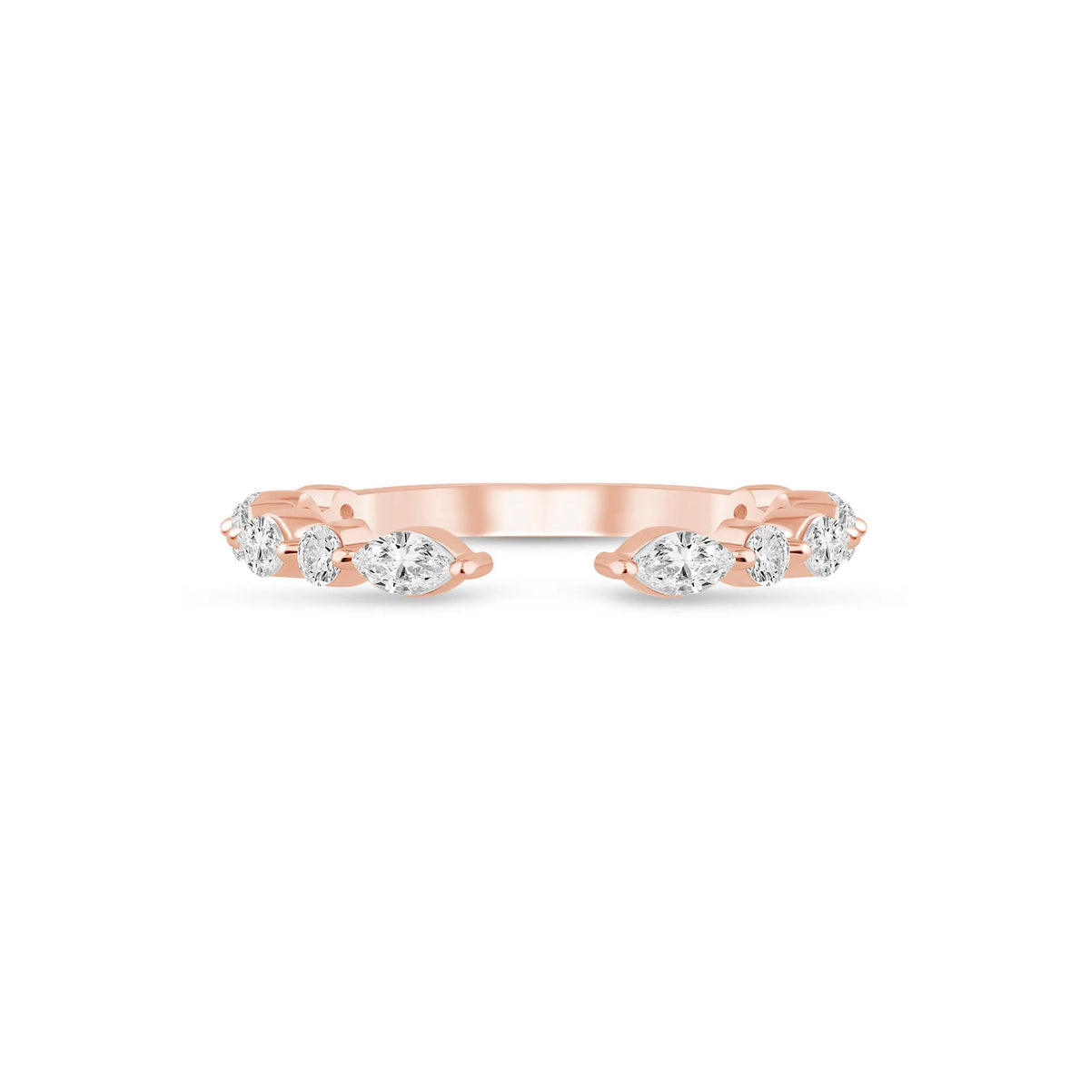 1/2 CT. Tw. Lab Grown Diamond Open Band Ring 14K Rose Gold Size 8.5 1mm