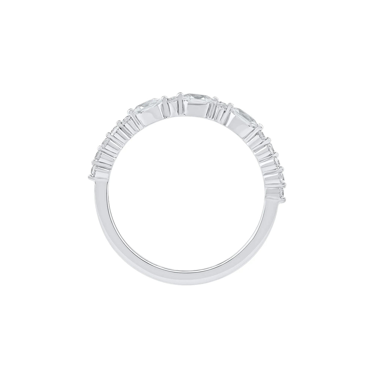 1/2 CT. Tw. Lab Grown Diamond Oval Band Ring 10K White Gold Round Brilliant Cut Size 8 2mm