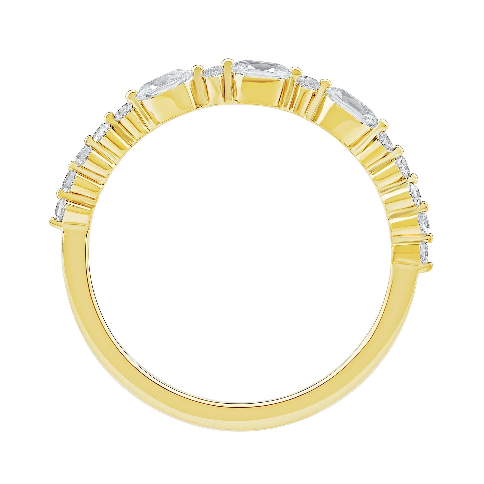 1/2 CT. Tw. Lab Grown Diamond Oval Band Ring 10K Yellow Gold Round Brilliant Cut Size 8.5 2mm