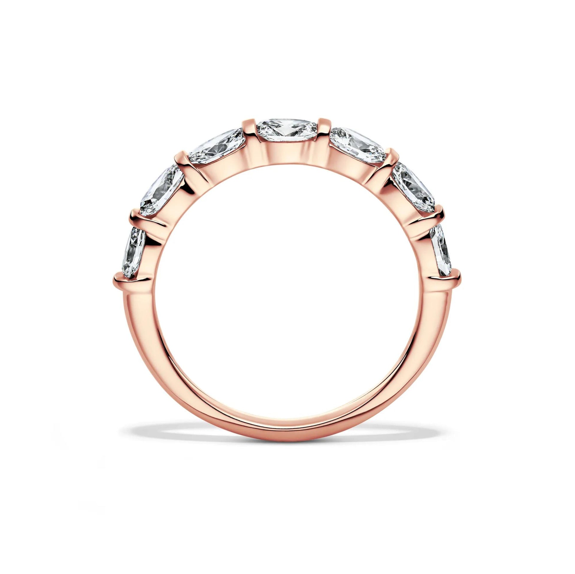 1 CT. Tw. Lab Grown Diamond Oval Bar Set Anniversary Band Ring 14K Rose Gold Size 5.5 2mm