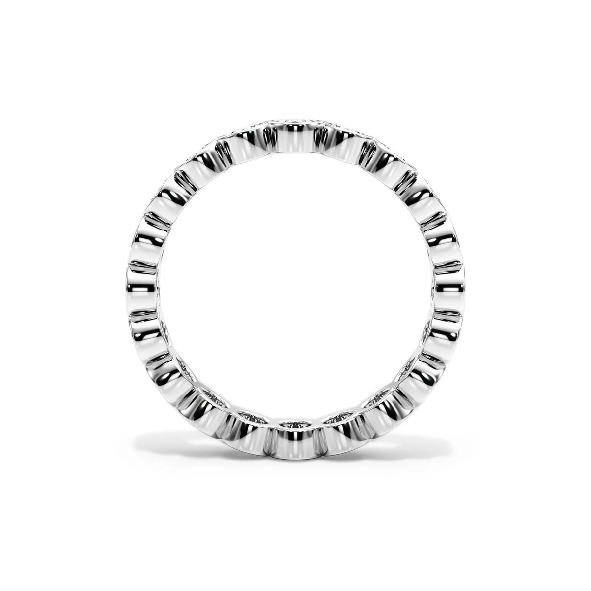 2 CT. Tw. Lab Grown Diamond Oval Bezel Eternity Band Ring 14K White Gold Size 9 3mm