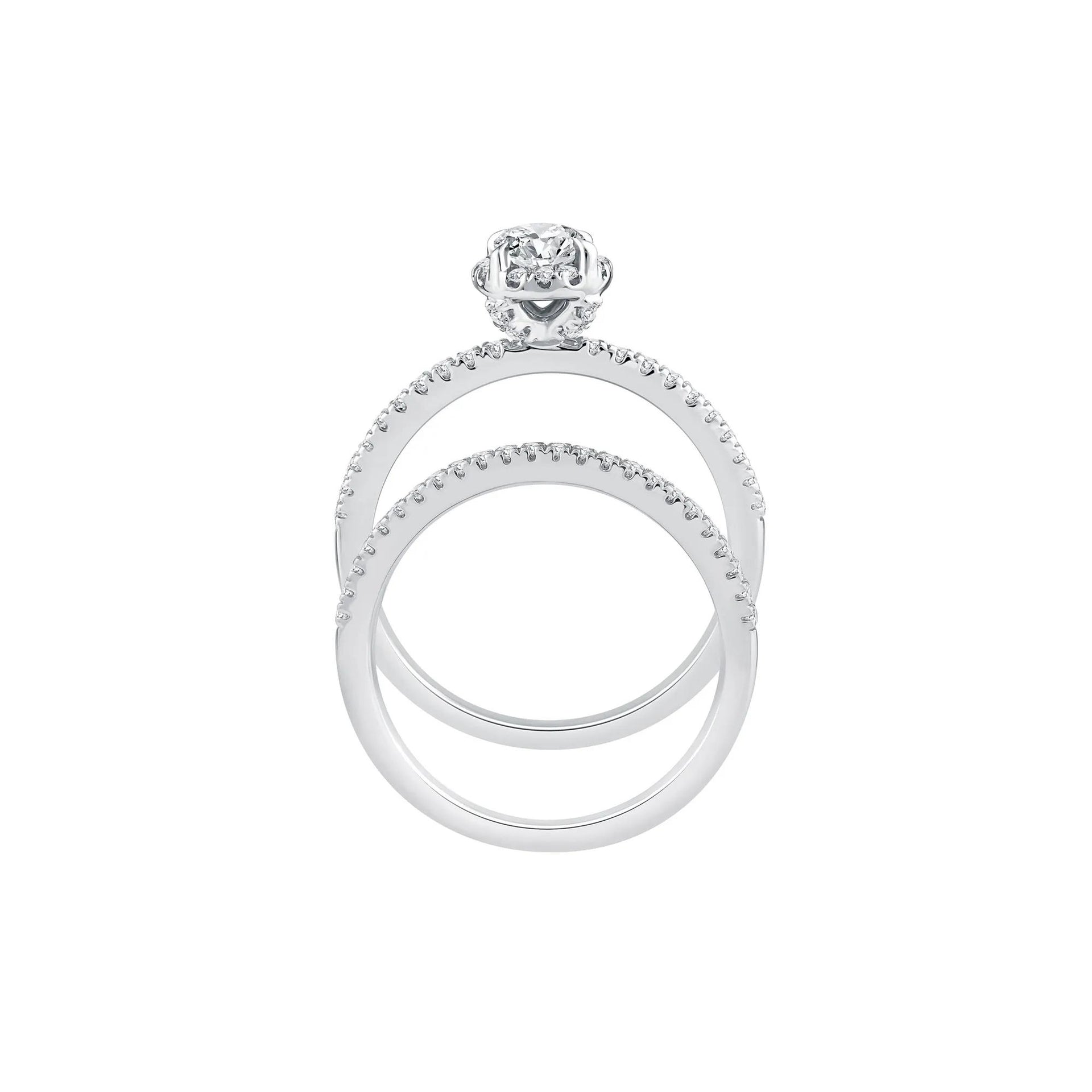 1 CT. Tw. Lab Grown Diamond Oval Center Bridal Set 10K White Gold Ring Size 8.5