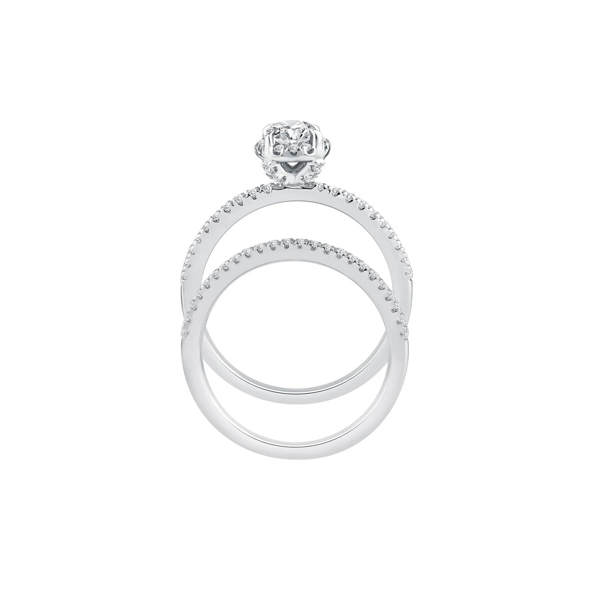1 CT. Tw. Lab Grown Diamond Oval Center Bridal Set 10K White Gold Ring Size 7.5