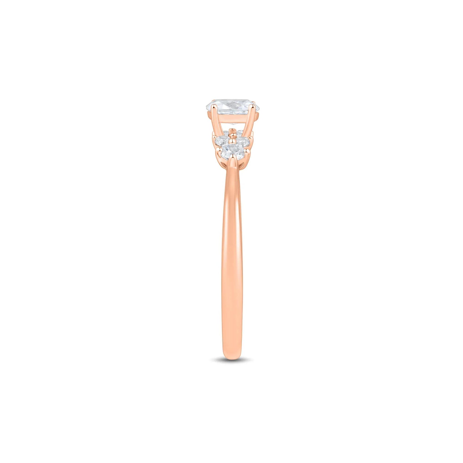 1/2 CT. Tw. Lab Grown Diamond Oval Cluster Promise Ring 10K Rose Gold Size 7 1mm