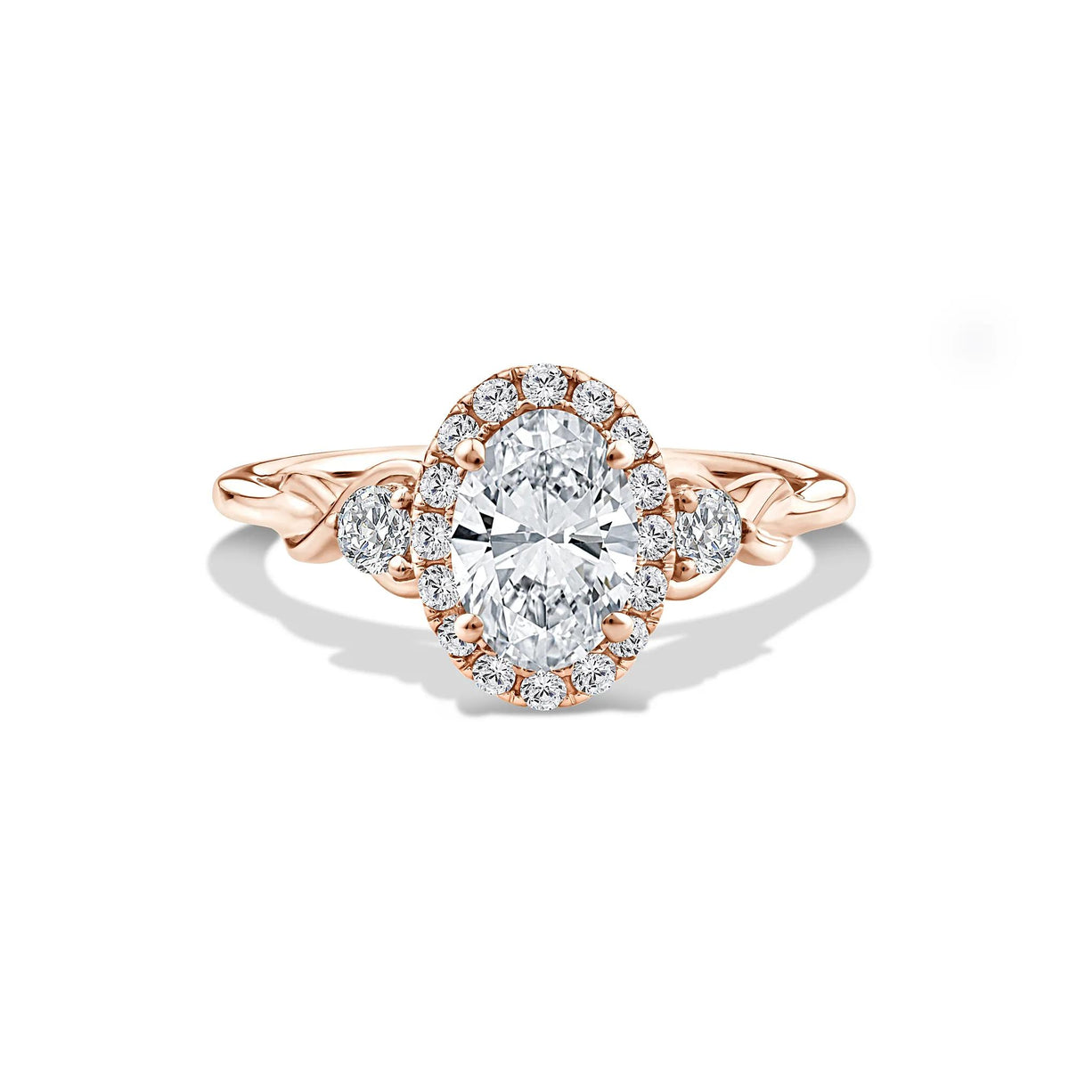 1/3 CT. Tw. Lab Grown Diamond Oval Engagement Ring 10K Rose Gold Size 7.5
