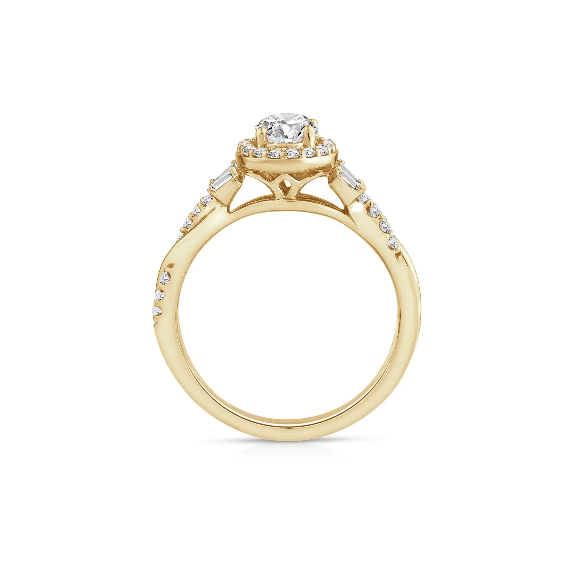 1 CT. Tw. Lab Grown Diamond Oval Engagement Ring 10K Yellow Gold Round Brilliant Cut Size 8 1.5mm