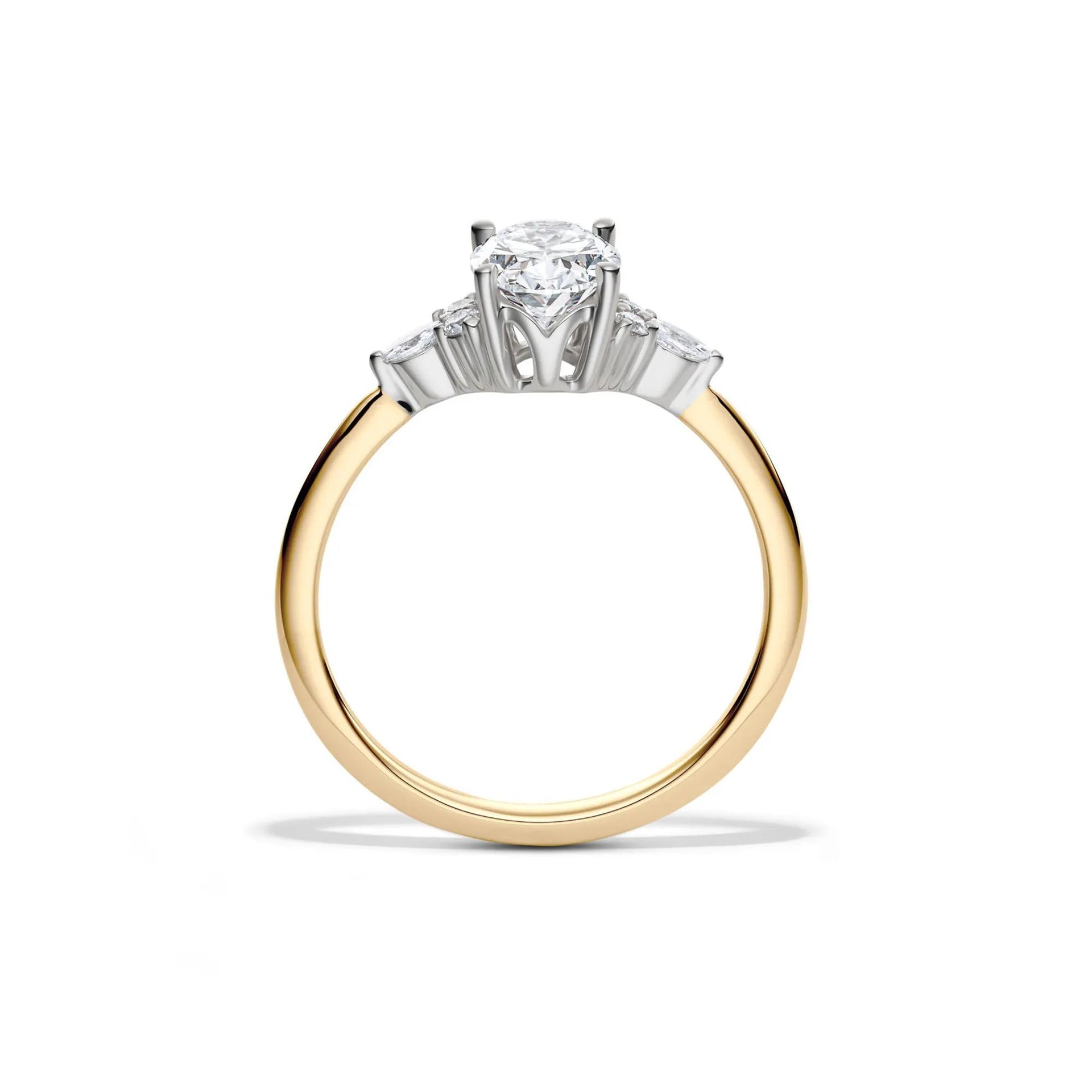 1 CT. Tw. Lab Grown Diamond Oval Engagement Ring 14K Yellow and White Gold Size 6 1mm