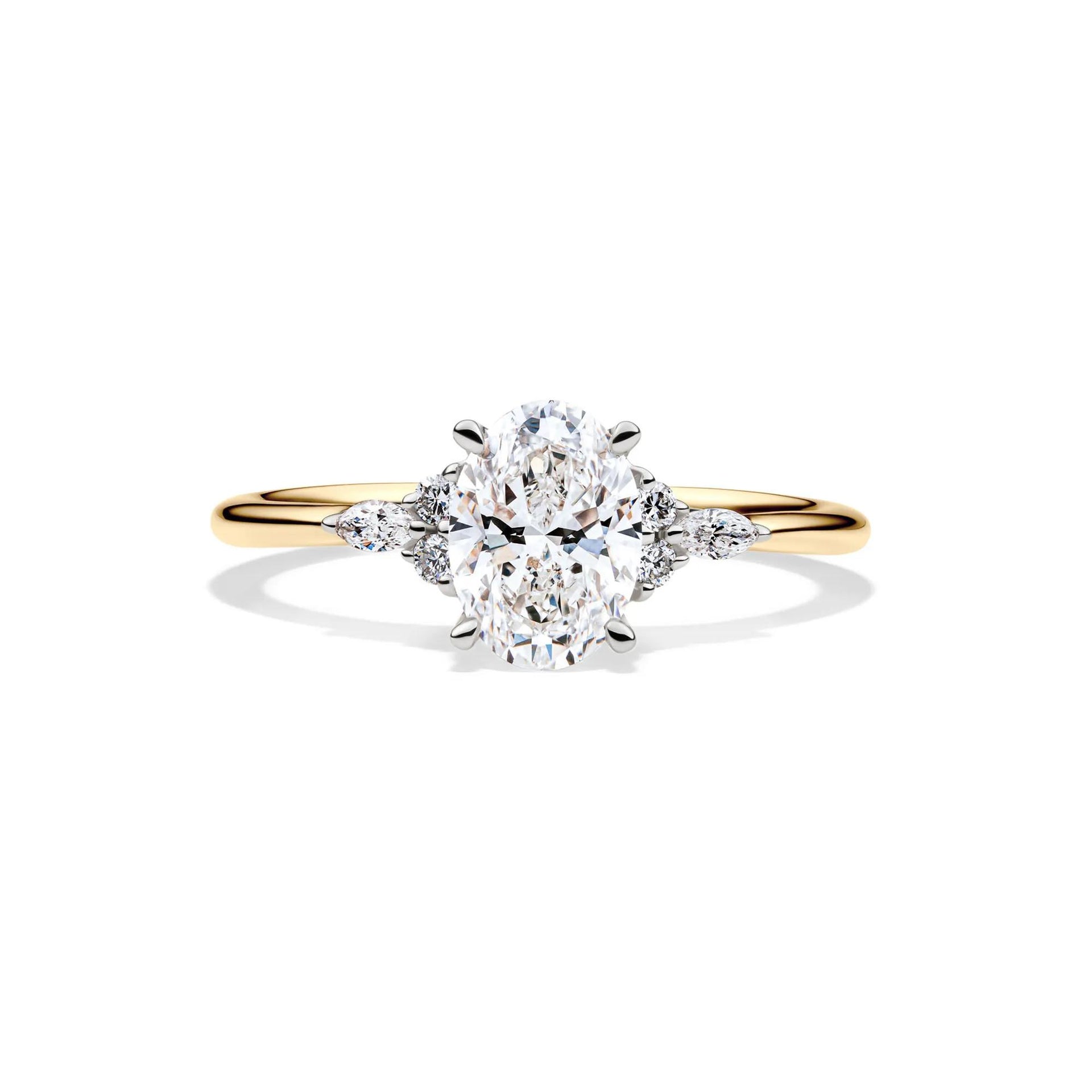 1 CT. Tw. Lab Grown Diamond Oval Engagement Ring 14K Yellow and White Gold Size 7 1mm