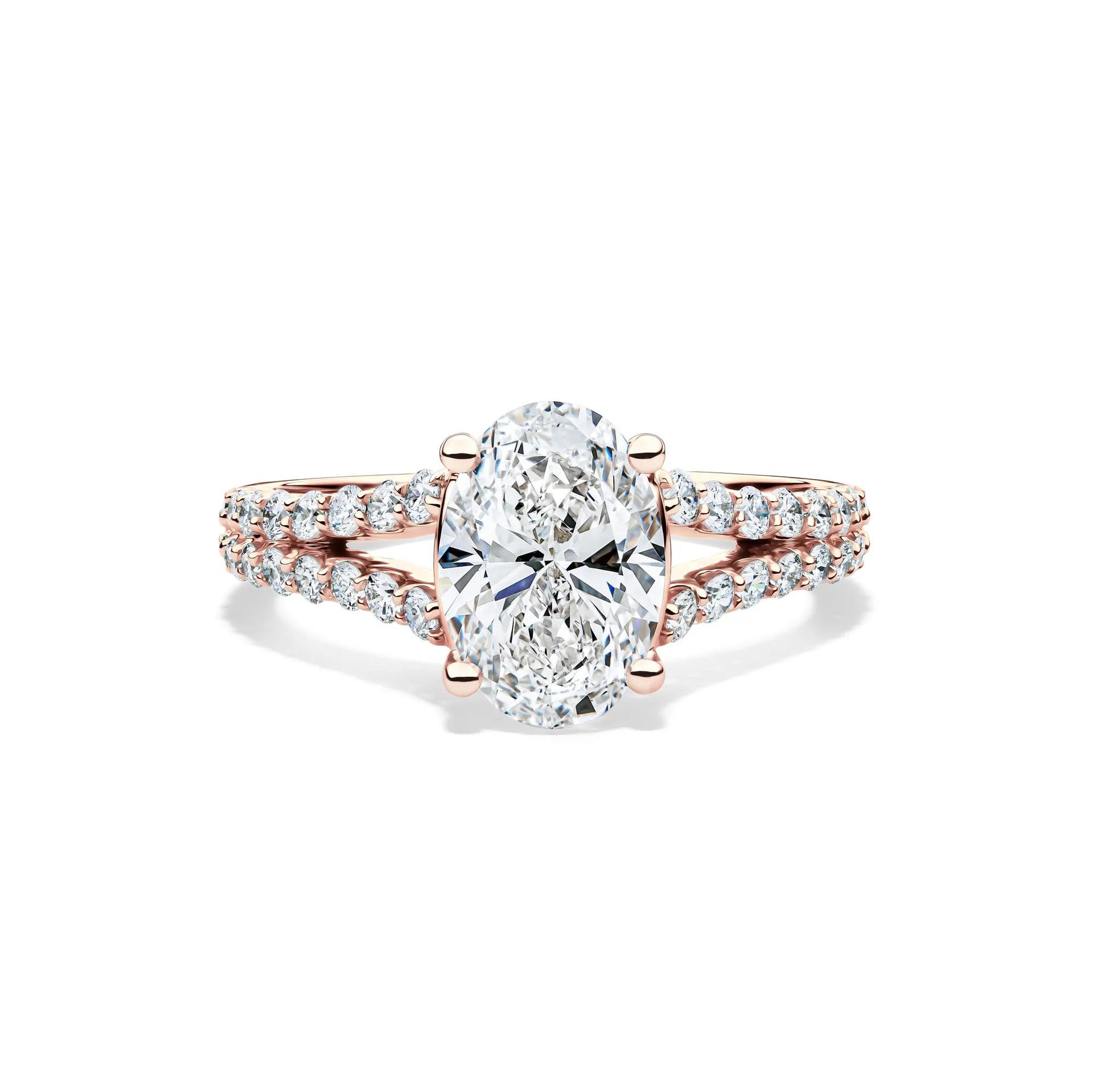 2 1/2 CT. Tw. Lab Grown Diamond Oval Engagement Ring 14K Rose Gold Size 9