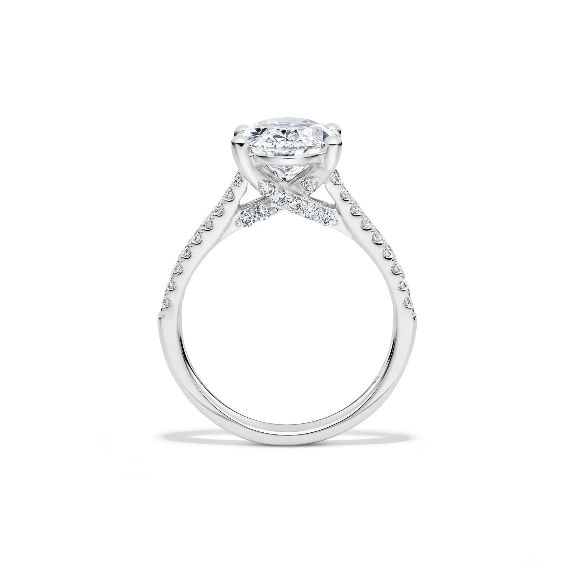 1/2 CT. Tw. Lab Grown Diamond Oval Engagement Ring 14K White Gold (3-) Size 6.5