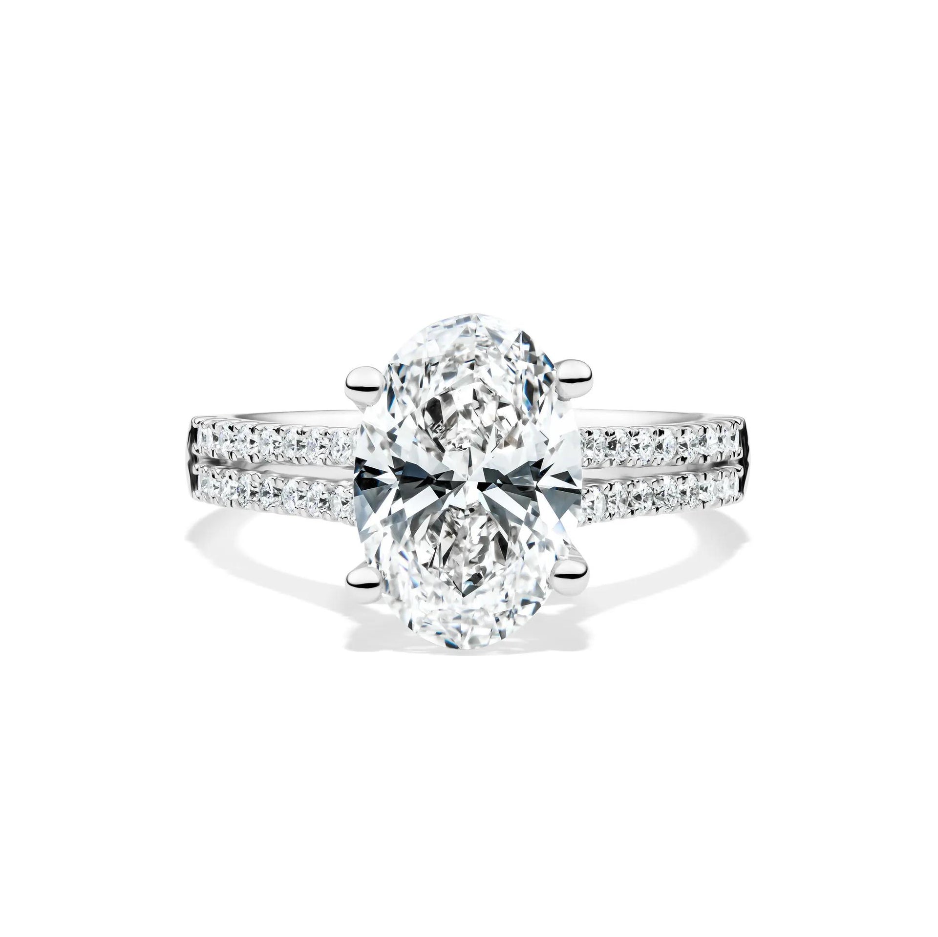 1/2 CT. Tw. Lab Grown Diamond Oval Engagement Ring 14K White Gold (3-) Size 6.5