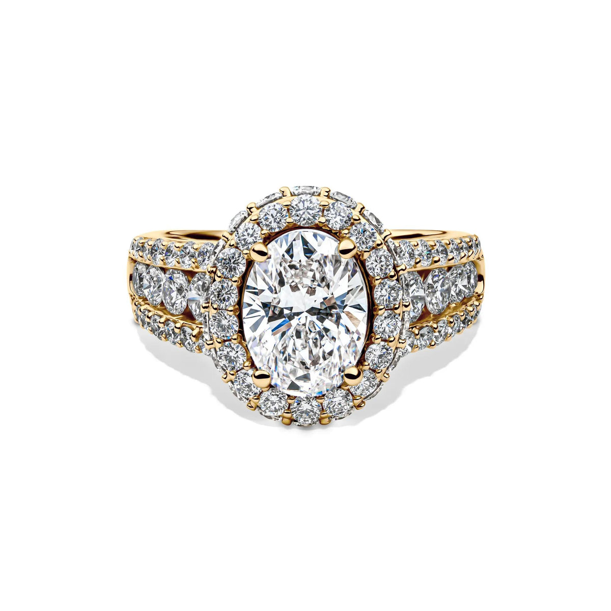 4 CT. Tw. Lab Grown Diamond Oval Engagement Ring 14K Yellow Gold Size 9