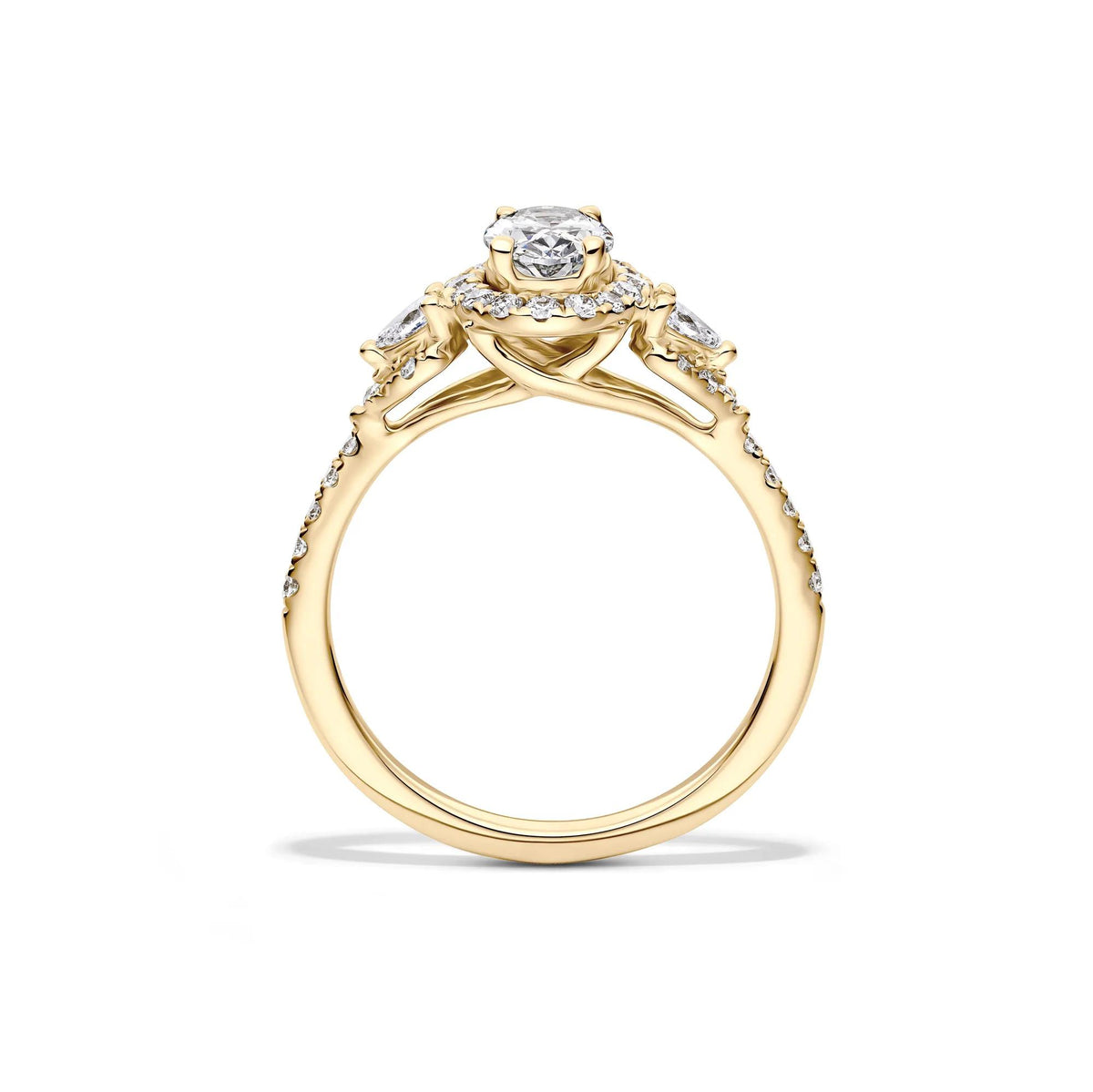 1 CT. Tw. Lab Grown Diamond Oval Engagement Ring 14K Yellow Gold Round Brilliant Cut Size 5.5 1.5mm