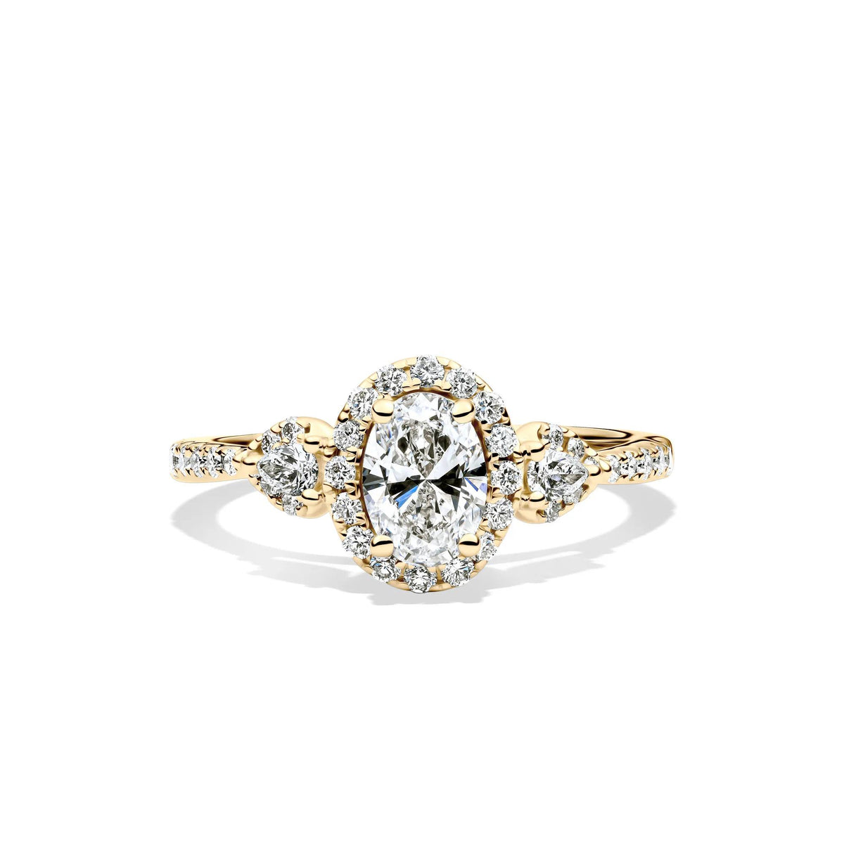 1 CT. Tw. Lab Grown Diamond Oval Engagement Ring 14K Yellow Gold Round Brilliant Cut Size 5.5 1.5mm