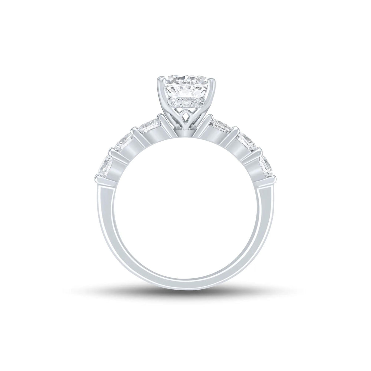 Lab Grown Diamond Oval Engagement Ring 14K White Gold (3 CT. T.w.) Round Brilliant Cut Size 7 2mm