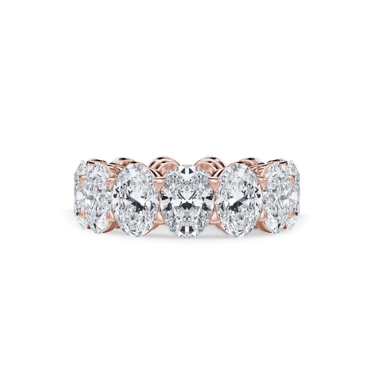 13 CT. Tw. Lab Grown Diamond Oval Eternity Band Ring 18K Rose Gold Size 7 3mm