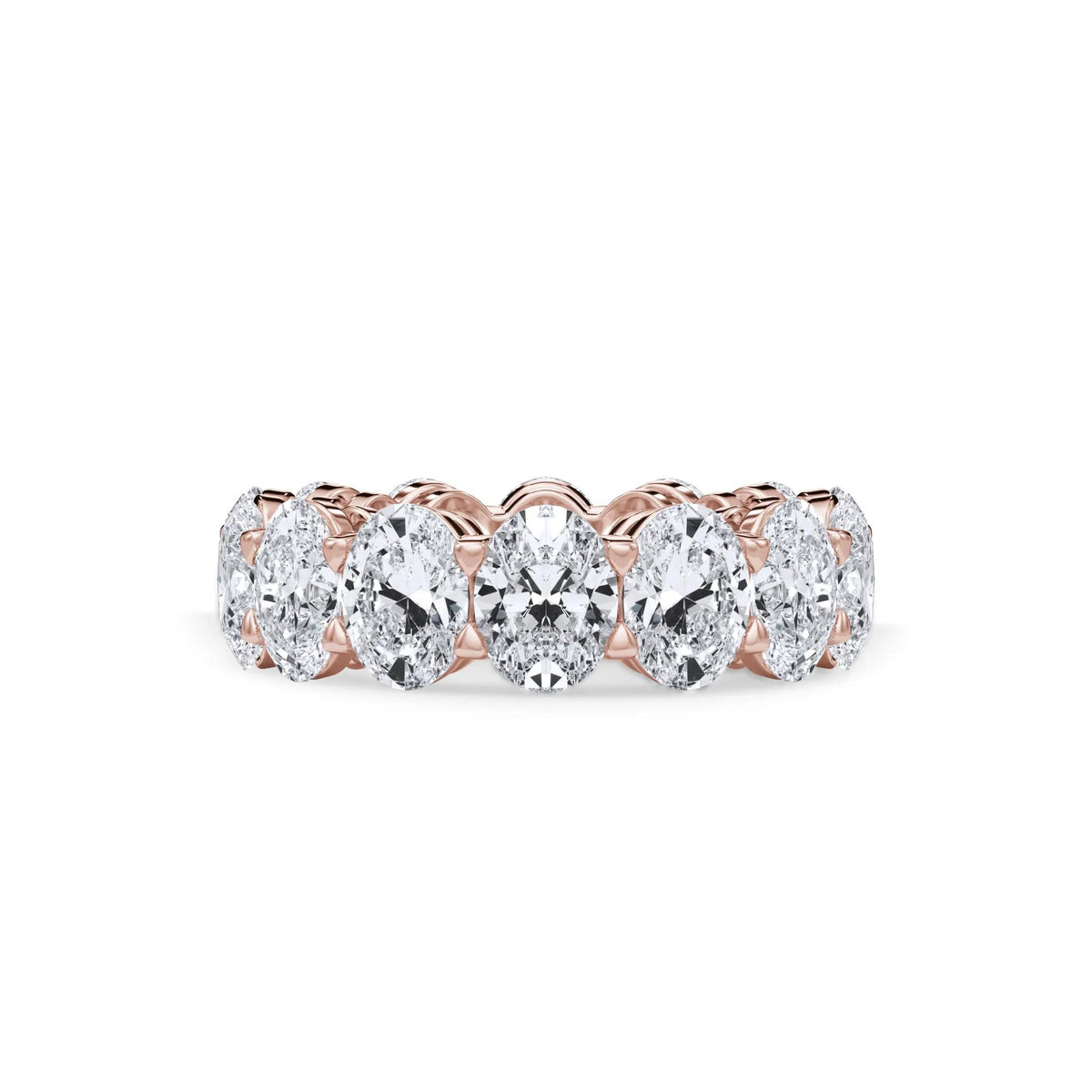 10 1/2 CT. Tw. Lab Grown Diamond Oval Eternity Band Ring 18K Rose Gold Size 8 3mm