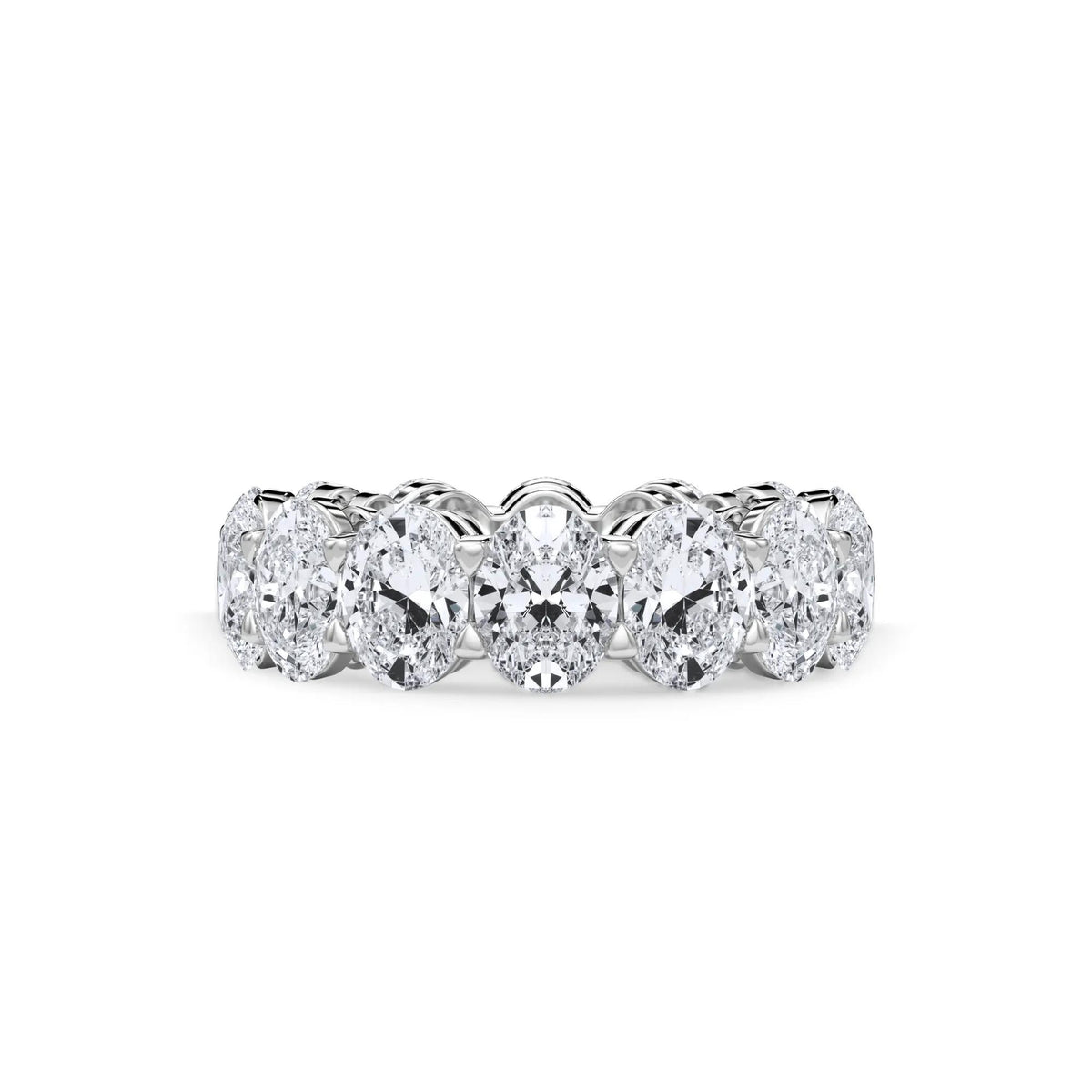 10 1/2 CT. Tw. Lab Grown Diamond Oval Eternity Band Ring 18K White Gold Size 8.5 3mm