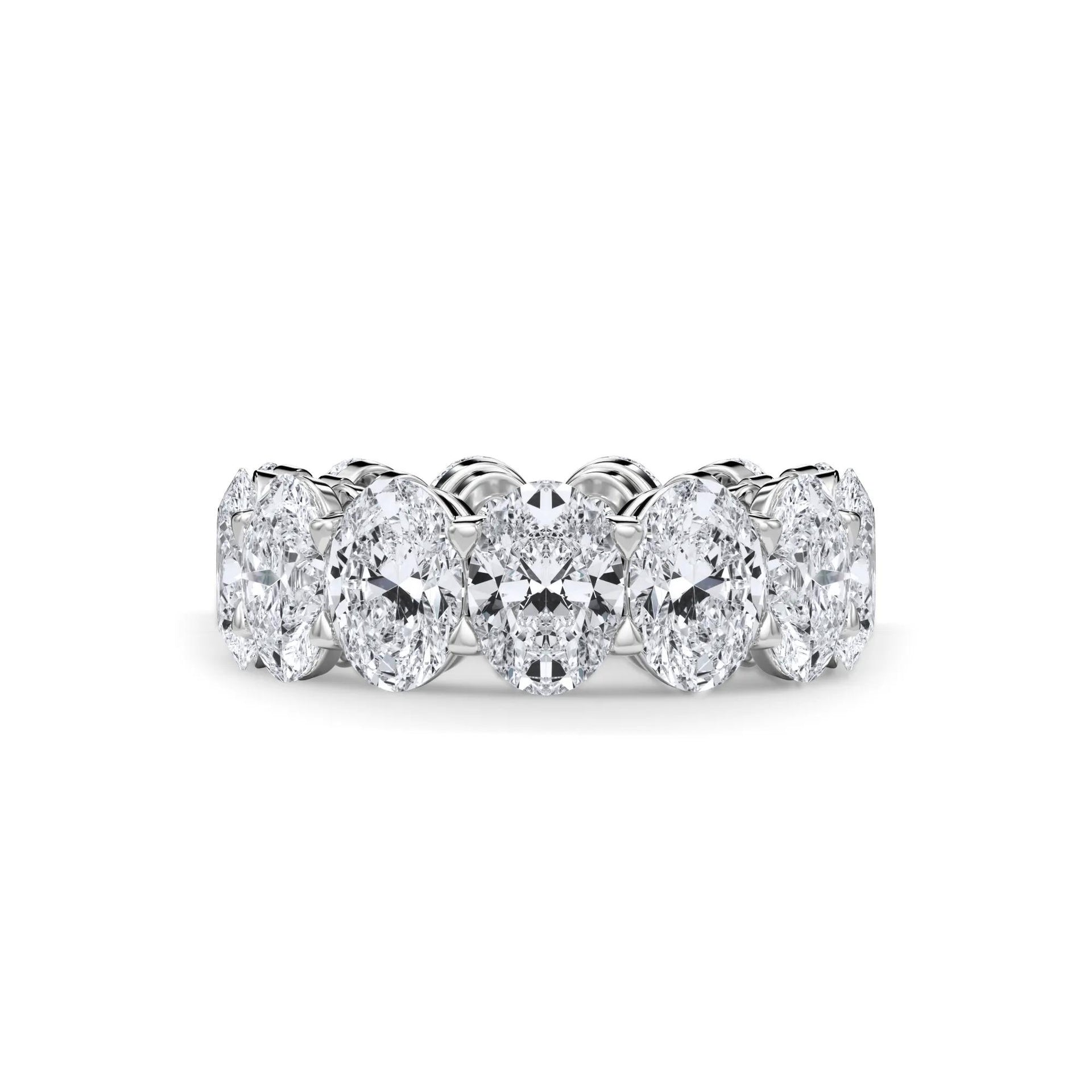 13 CT. Tw. Lab Grown Diamond Oval Eternity Band Ring Platinum White Size 9 3mm