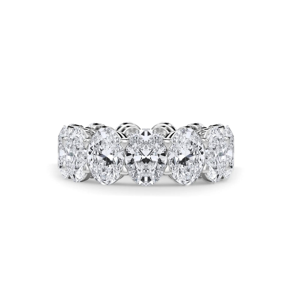13 CT. Tw. Lab Grown Diamond Oval Eternity Band Ring 18K White Gold Size 5.5 3mm