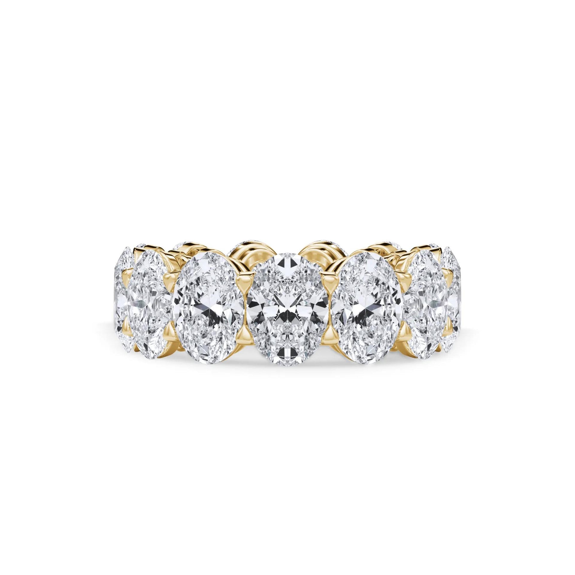 13 CT. Tw. Lab Grown Diamond Oval Eternity Band Ring 18K Yellow Gold Size 9 3mm