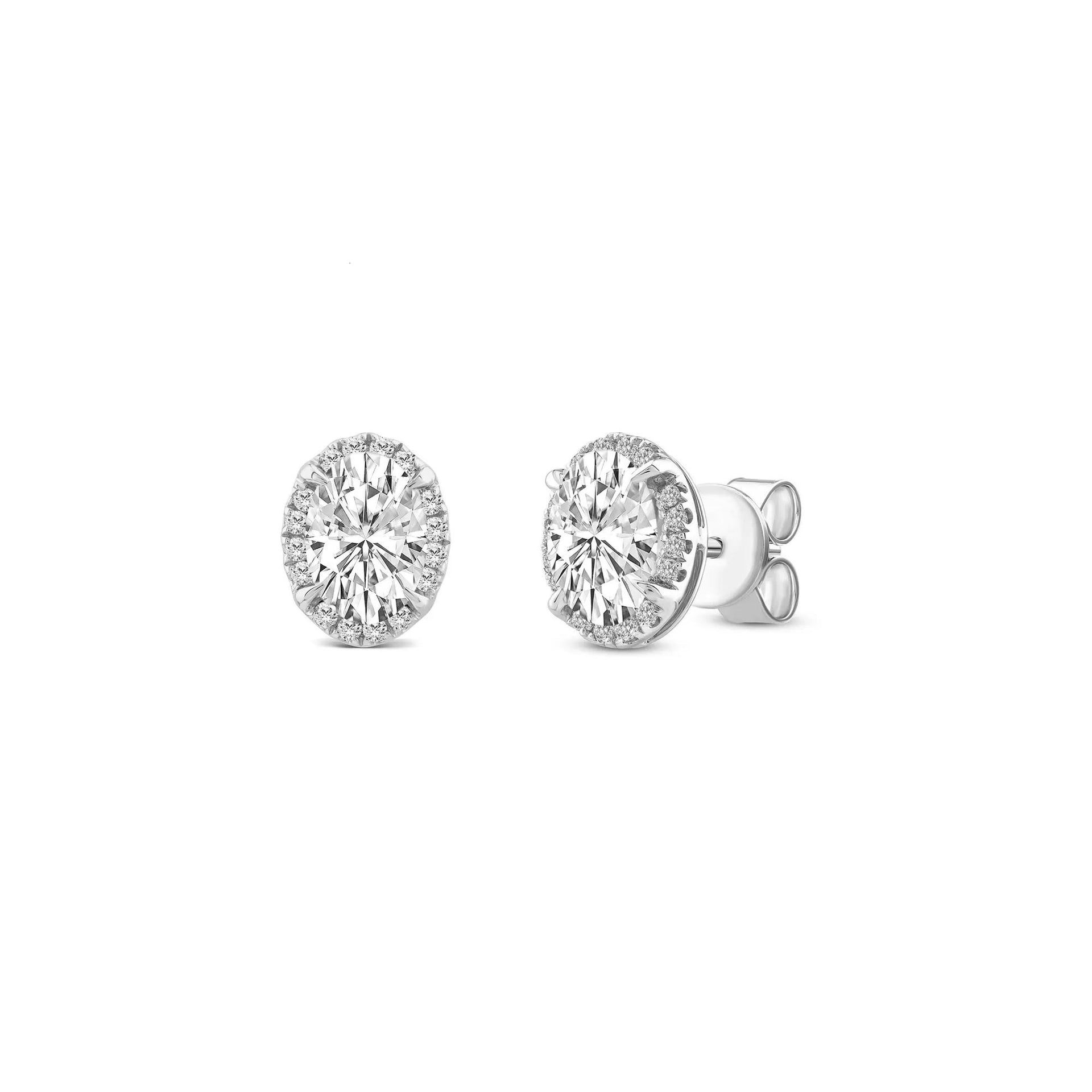 1/2 CT. Tw. Lab Grown Diamond Oval Halo Earrings 10K White Gold Size 5.00mm