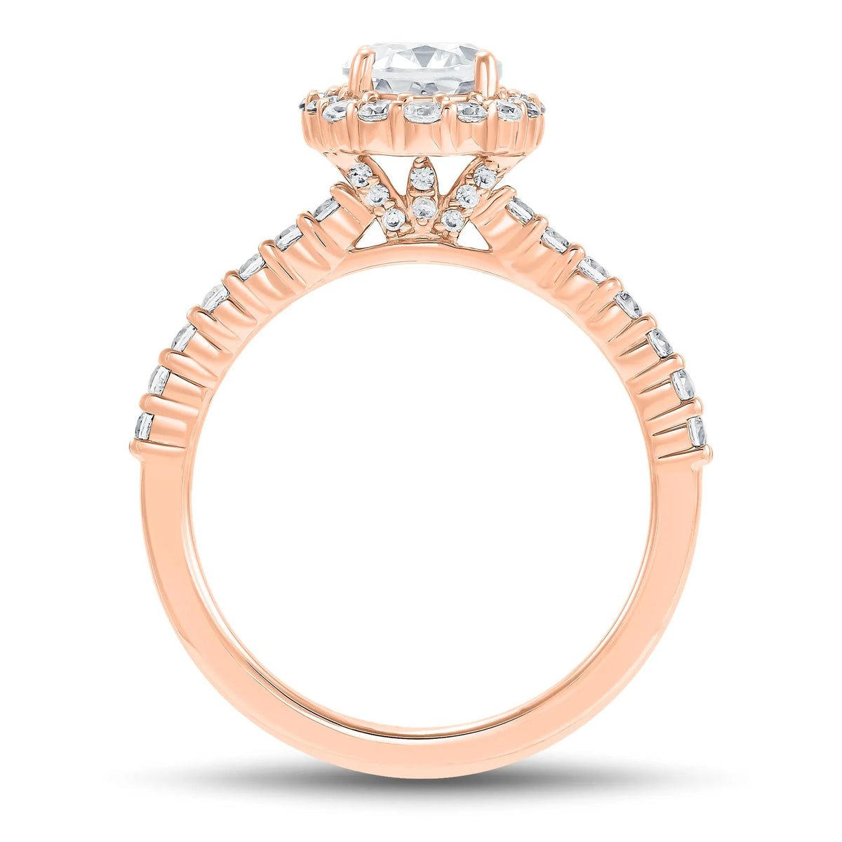 1 3/4 CT. Tw. Lab Grown Diamond Oval Halo Engagement Ring 14K Rose Gold Size 6 1mm