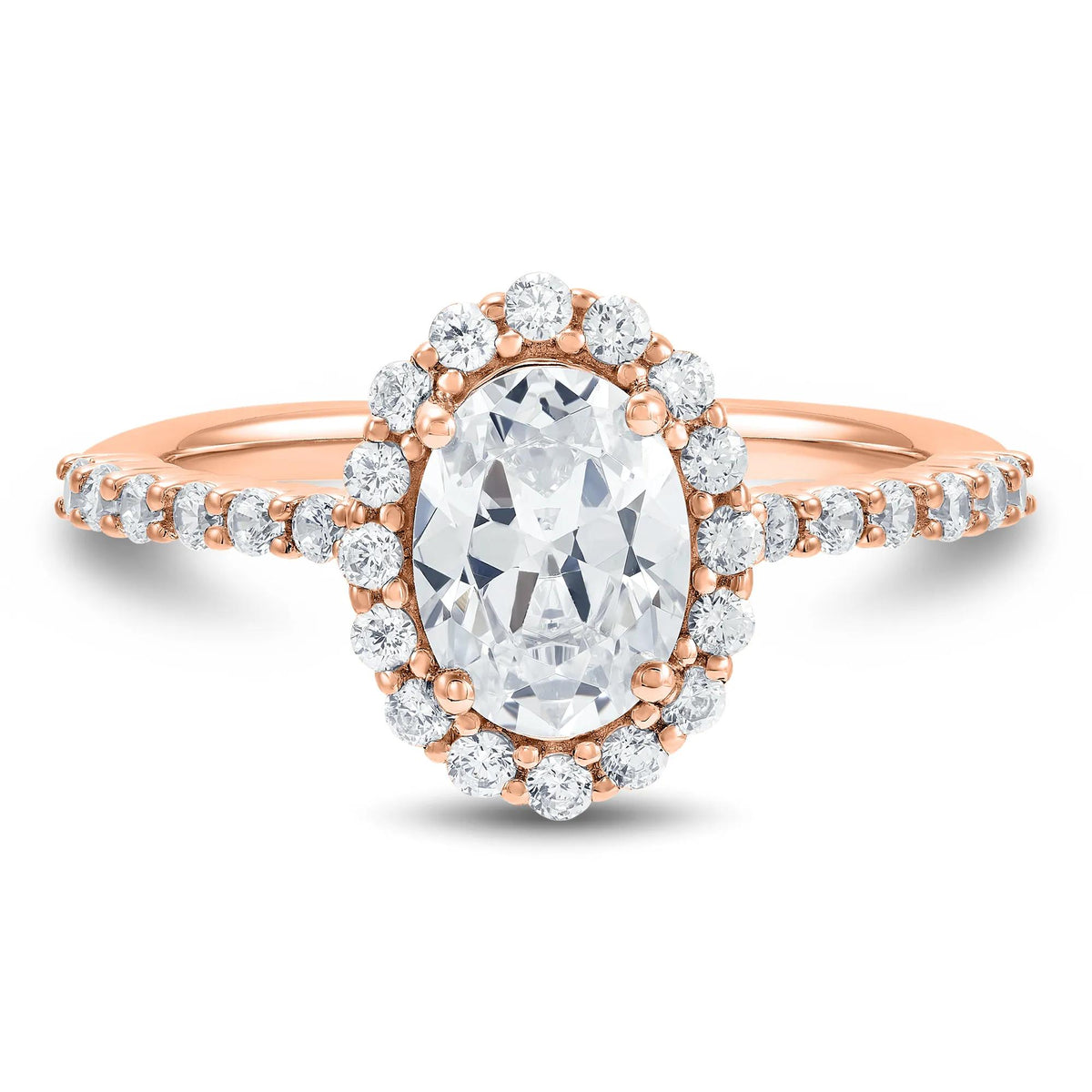 1 3/4 CT. Tw. Lab Grown Diamond Oval Halo Engagement Ring 14K Rose Gold Size 6 1mm