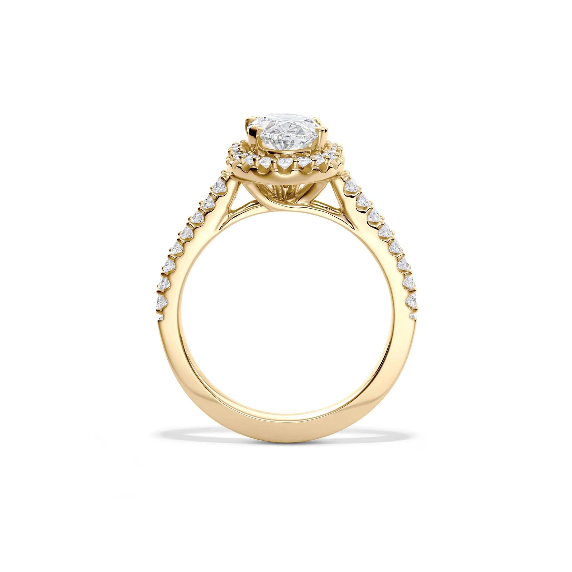 2 CT. Tw. Lab Grown Diamond Oval Halo Engagement Ring 14K Yellow Gold Size 7