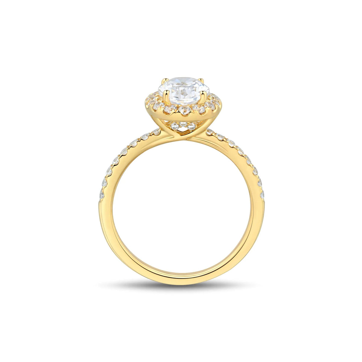2 CT. Tw. Lab Grown Diamond Oval Halo Engagement Ring 14K Yellow Gold Size 8.5 1.5mm