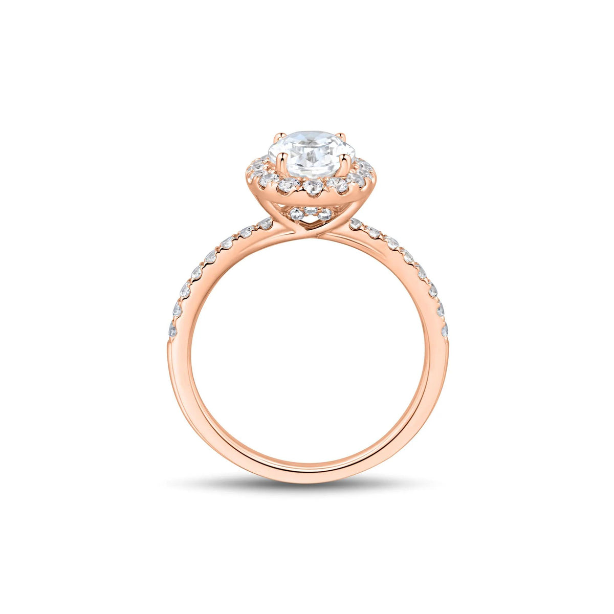 2 CT. Tw. Lab Grown Diamond Oval Halo Engagement Ring 14K Rose Gold Size 7.5 1.5mm