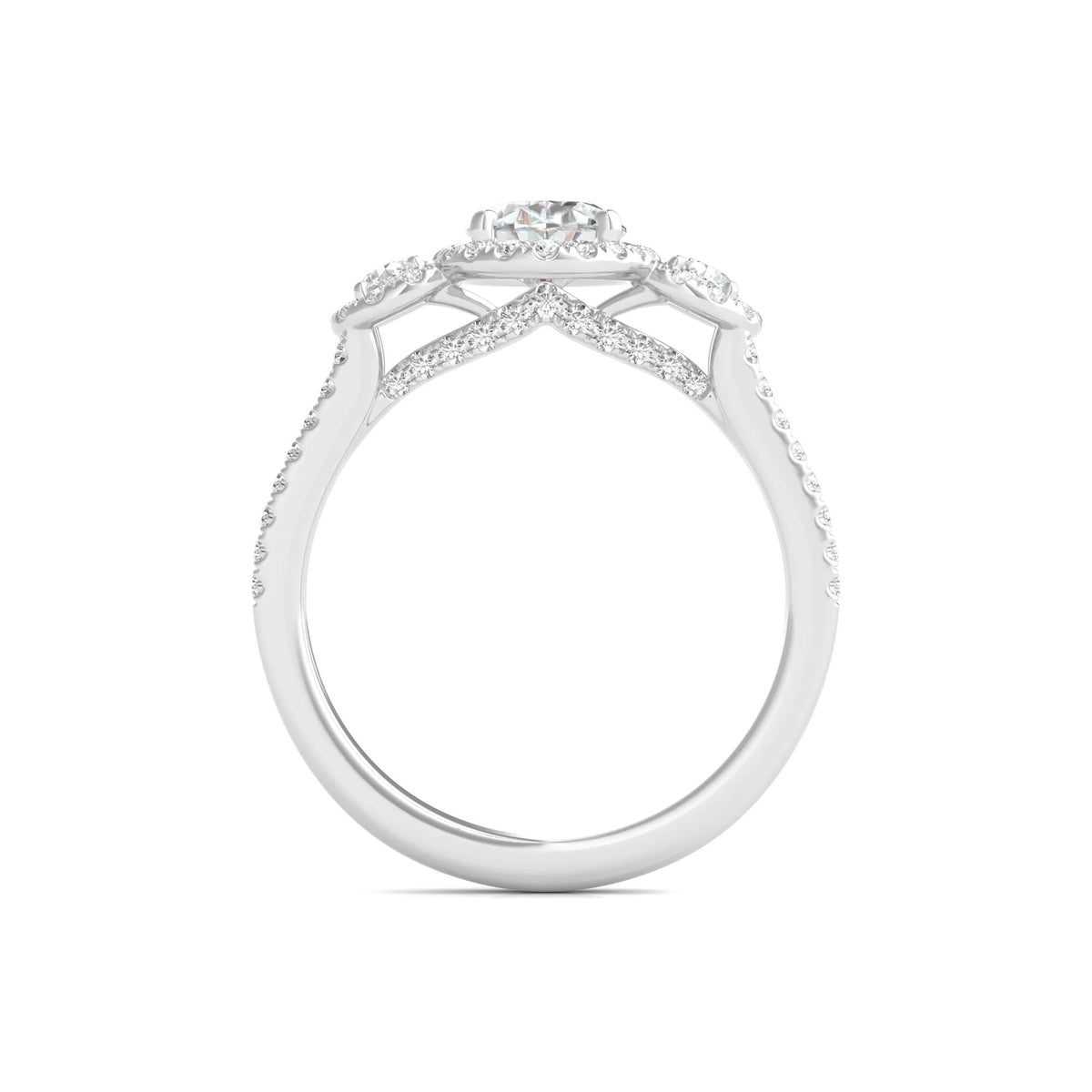 1 3/4 CT. Tw. Lab Grown Diamond Oval-Shaped Engagement Ring 14K White Gold Round Brilliant Cut Size 6.5