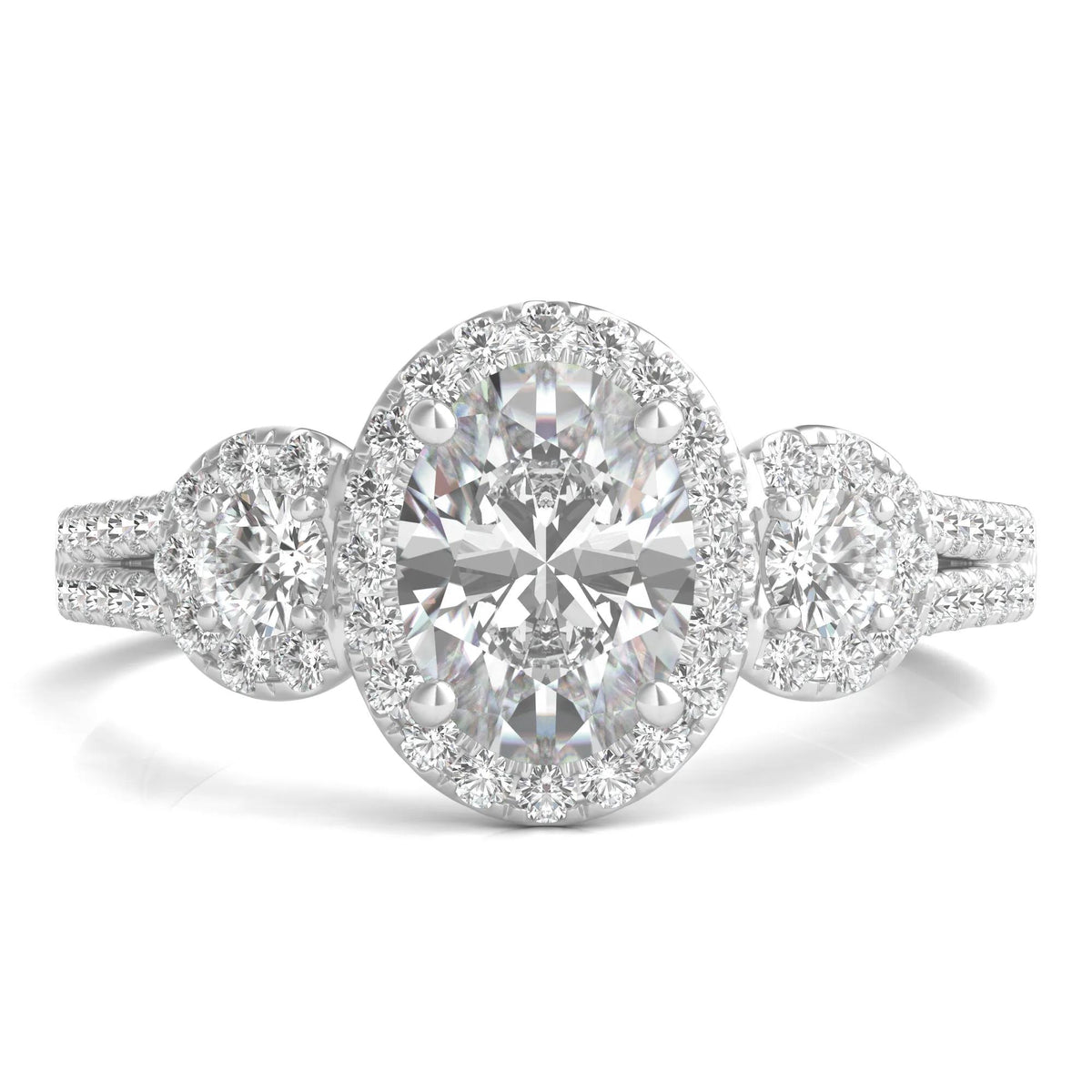 1 3/4 CT. Tw. Lab Grown Diamond Oval-Shaped Engagement Ring 14K White Gold Round Brilliant Cut Size 6.5
