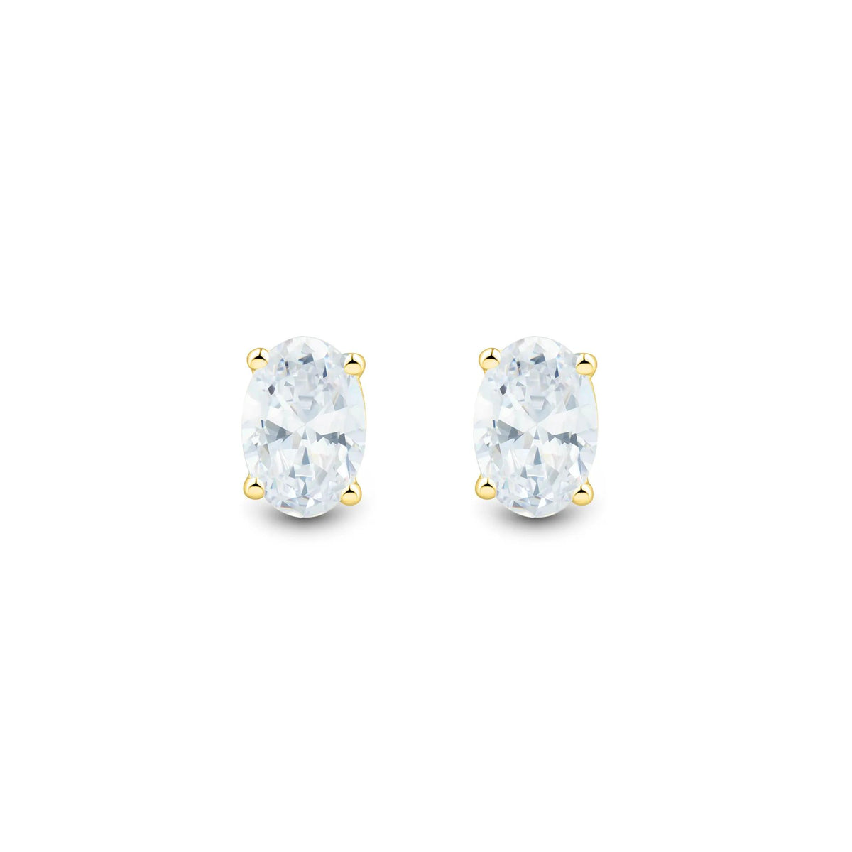 1 CT. Tw. Lab Grown Diamond Oval Stud Earrings 14K Yellow Gold Size 6.20mm
