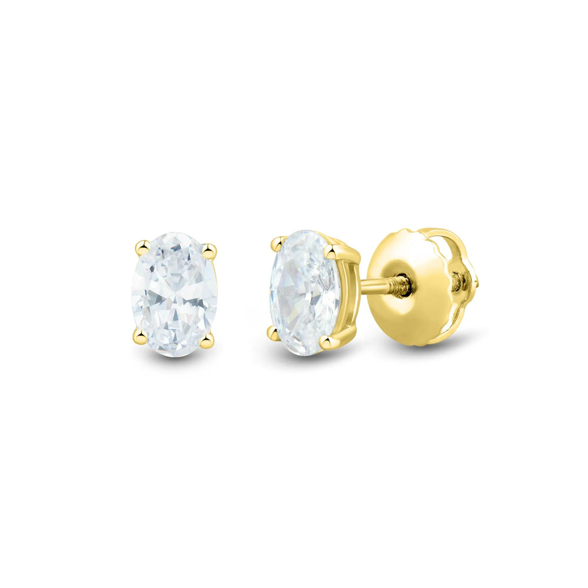 1 CT. Tw. Lab Grown Diamond Oval Stud Earrings 14K Yellow Gold Size 6.20mm