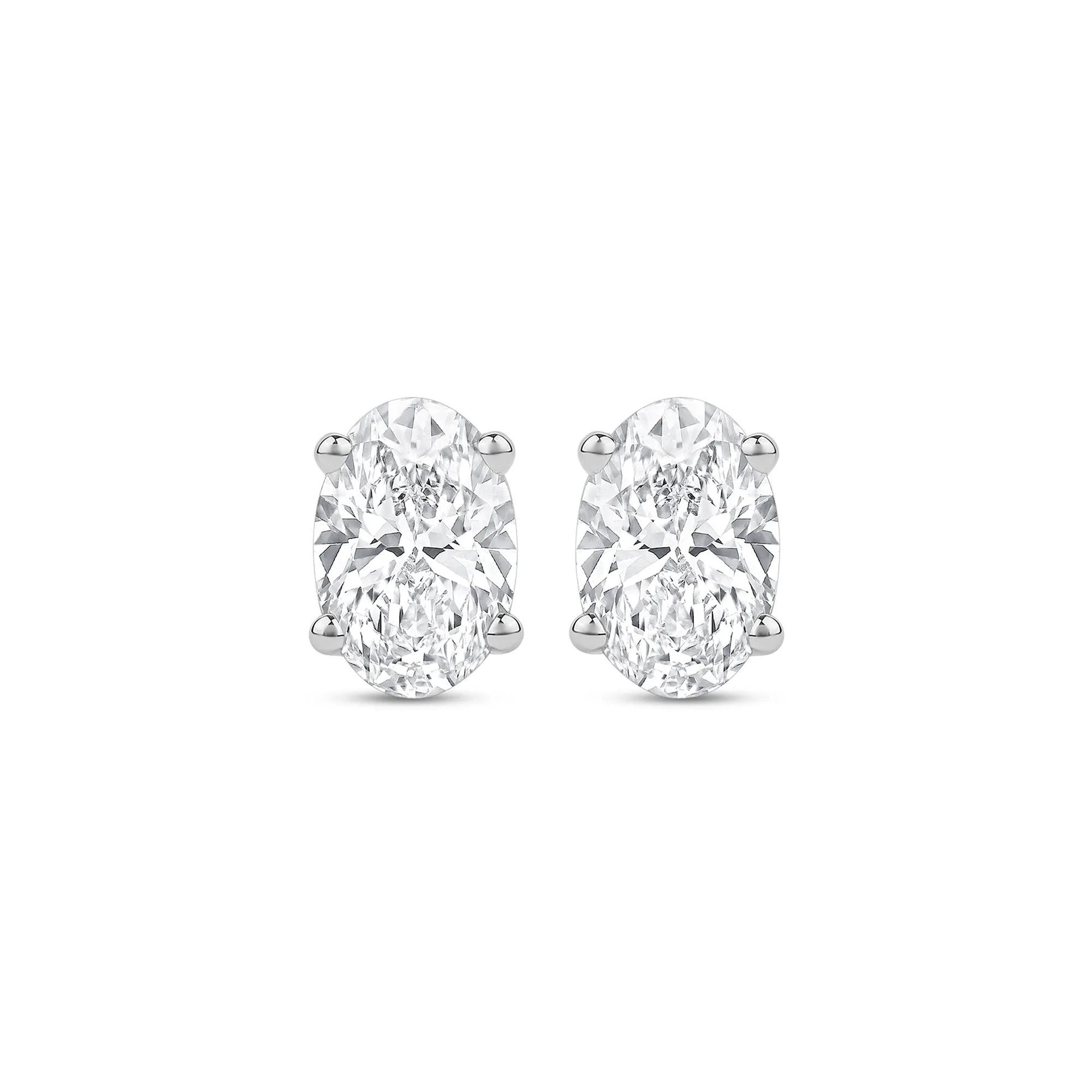 3/4 CT. Tw. Lab Grown Diamond Oval-Shaped Solitaire Stud Earrings 14K White Gold Size 6.50mm
