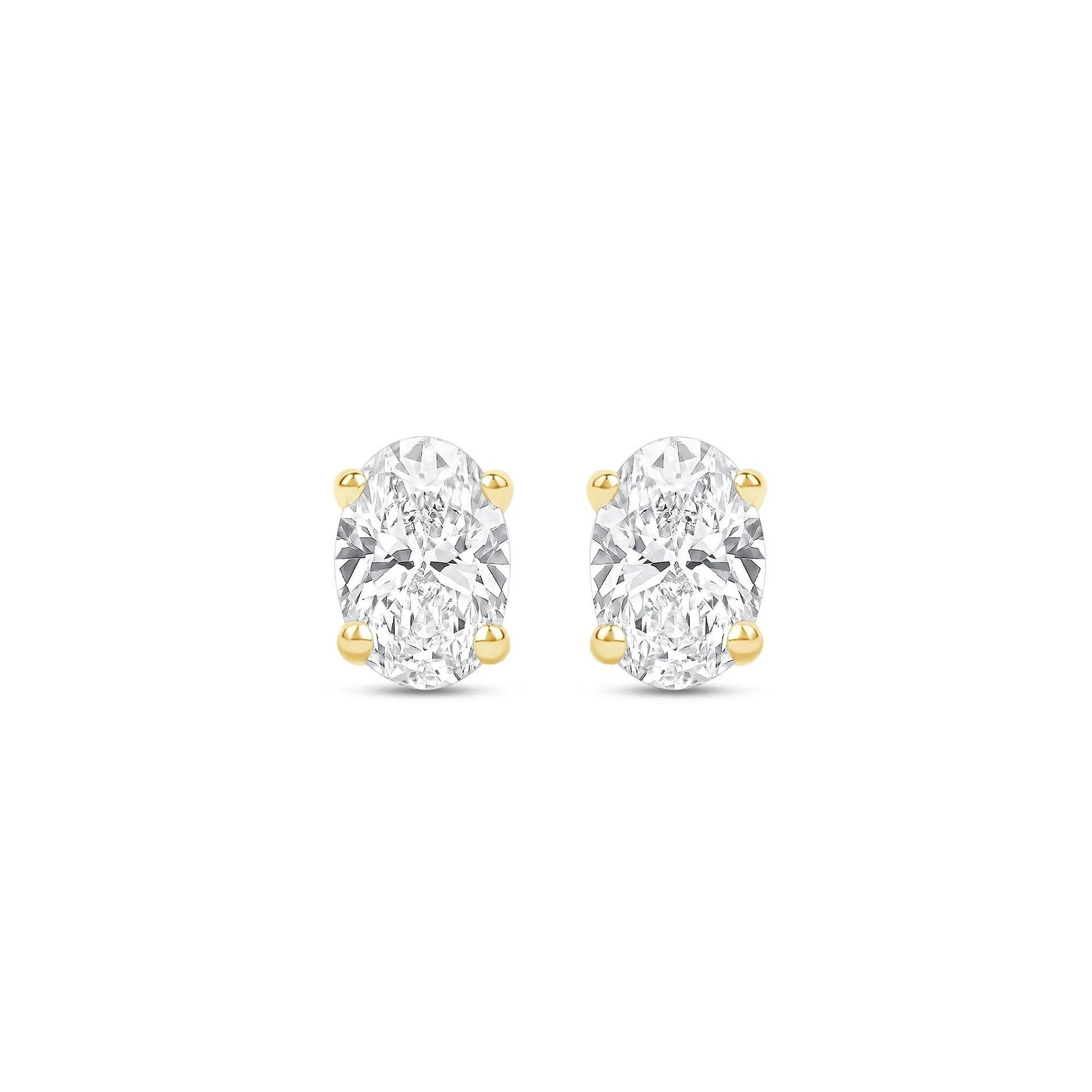 1/2 CT. Tw. Lab Grown Diamond Oval-Shaped Solitaire Stud Earrings 14K Yellow Gold Size 5.60mm