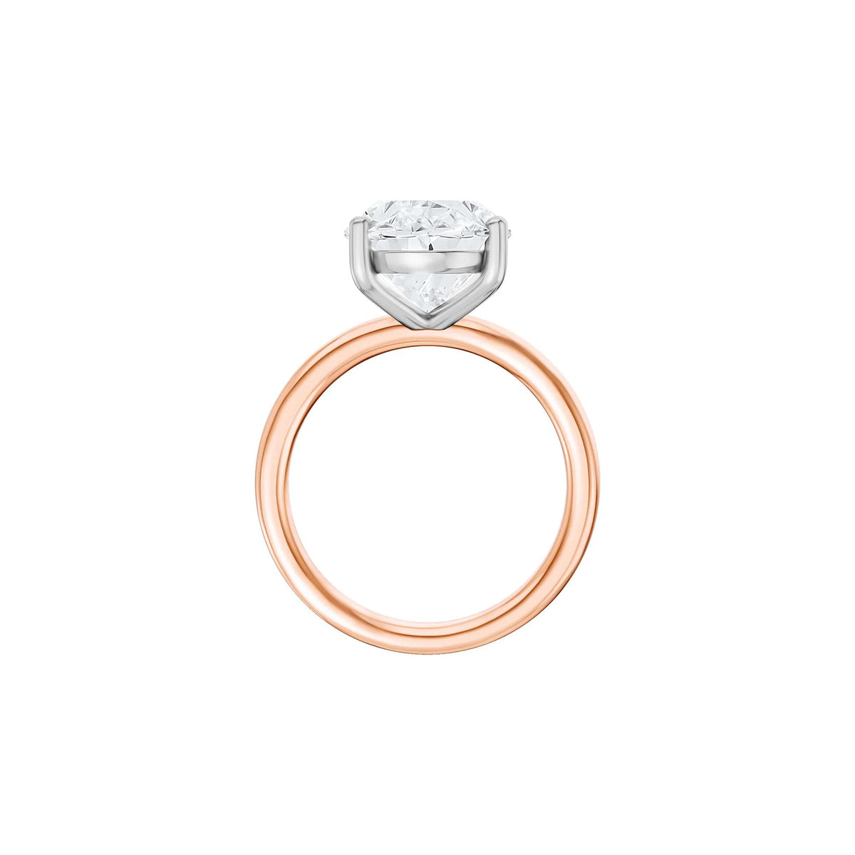 5 CT. Tw. Lab Grown Diamond Oval Solitaire Engagement Ring 14K Rose & White Gold Size 5.5 2mm