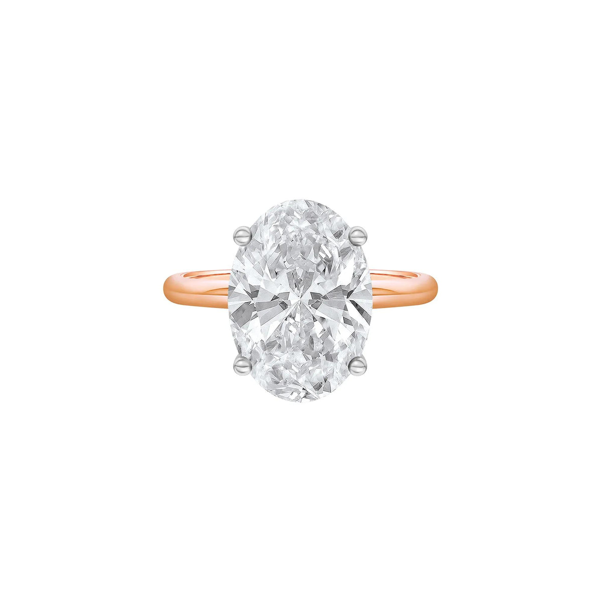 5 CT. Tw. Lab Grown Diamond Oval Solitaire Engagement Ring 14K Rose & White Gold Size 5.5 2mm