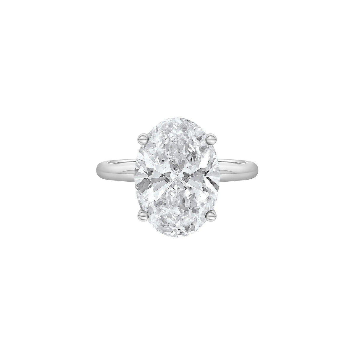 Lab Grown Diamond Oval Solitaire Ring 14K White Gold (5 CT.) Size 7 2mm