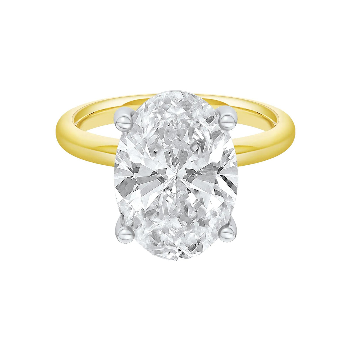 6 CT. Tw. Lab Grown Diamond Oval Solitaire Engagement Ring 14K Yellow & White Gold Size 5 2mm