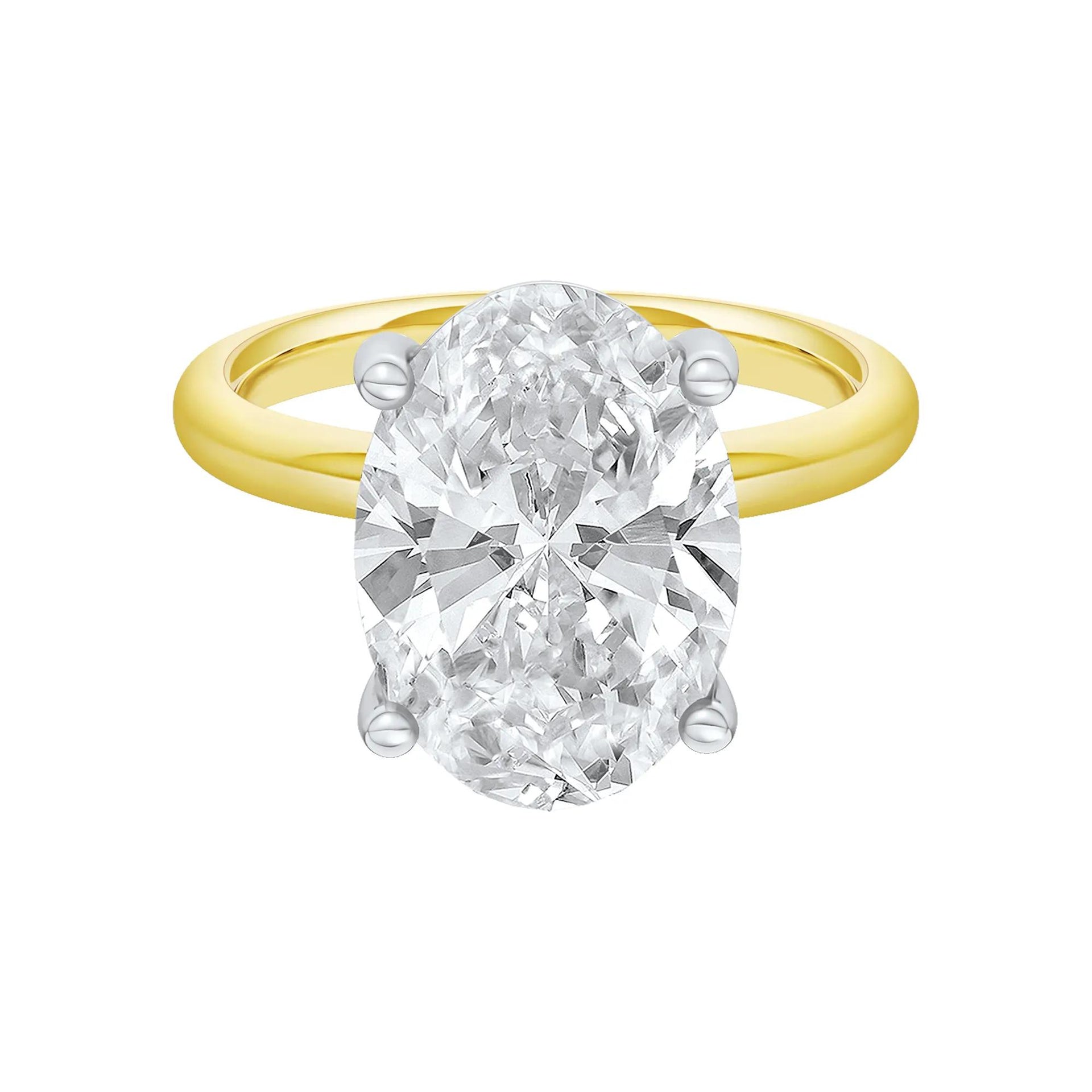 6 CT. Tw. Lab Grown Diamond Oval Solitaire Engagement Ring 14K Yellow & White Gold Size 9 2mm