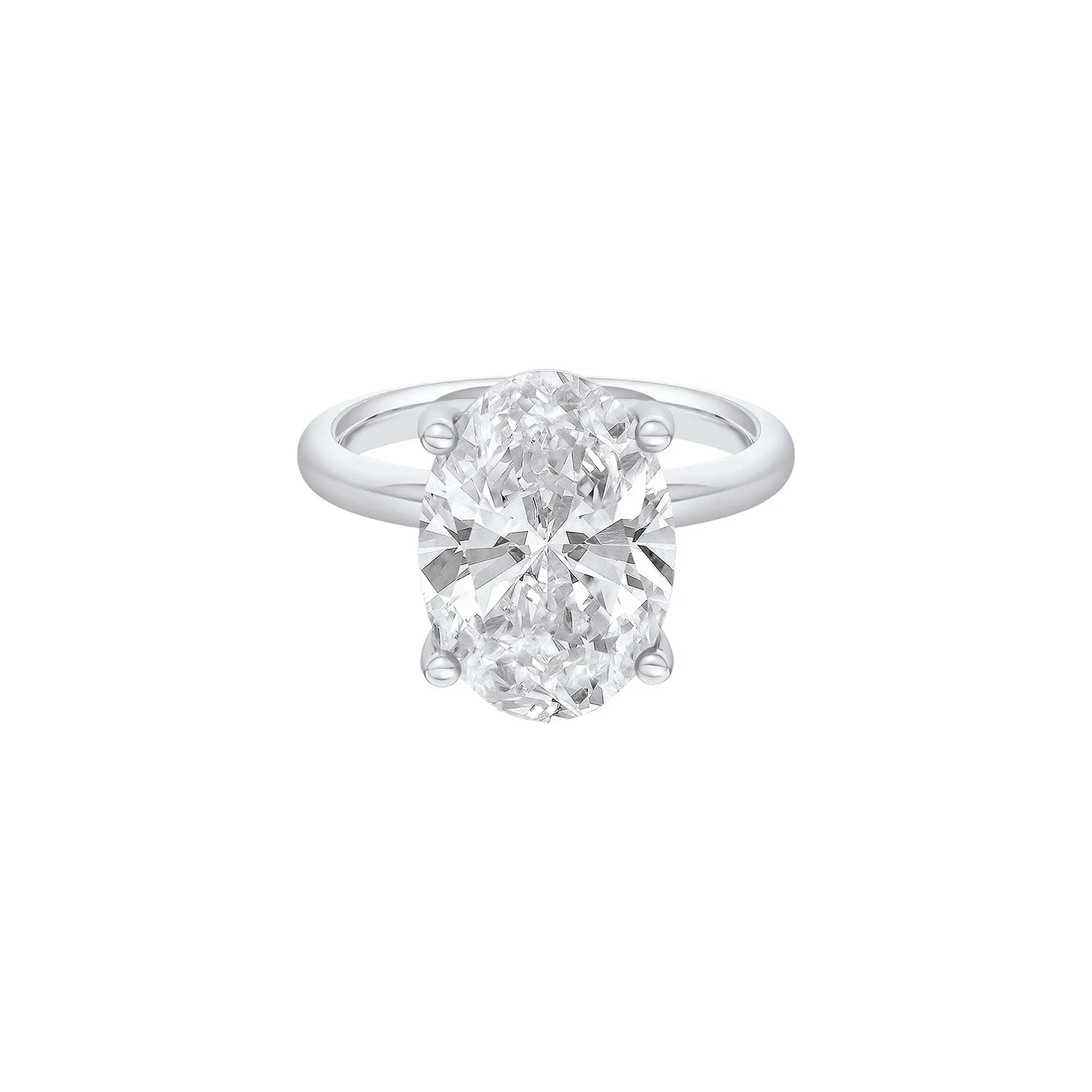 Lab Grown Diamond Oval Solitaire Ring Platinum (6 CT.) White Size 12 2mm