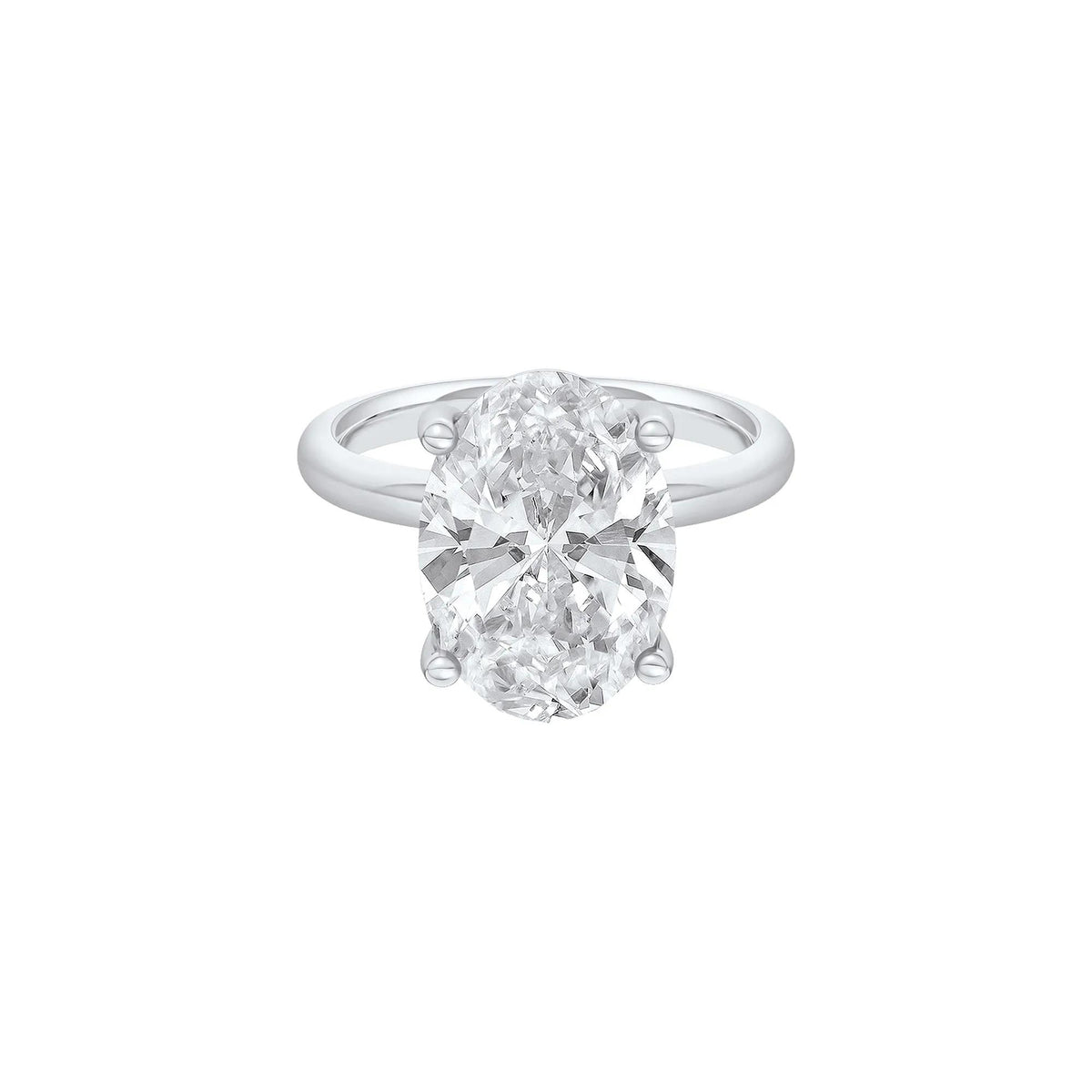 Lab Grown Diamond Oval Solitaire Ring Platinum (6 CT.) White Size 8 2mm