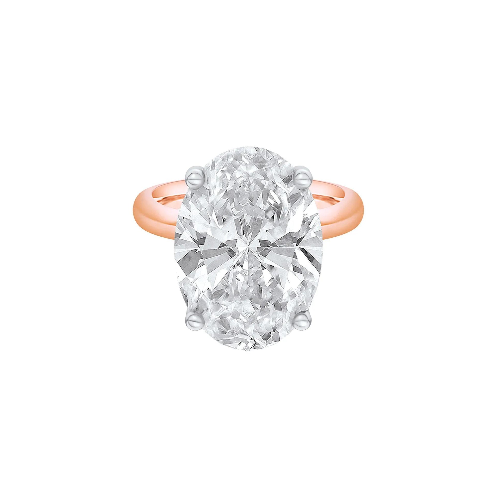 Lab Grown Diamond Oval Solitaire Ring 14K Rose & White Gold (8 CT.) Size 9 2mm