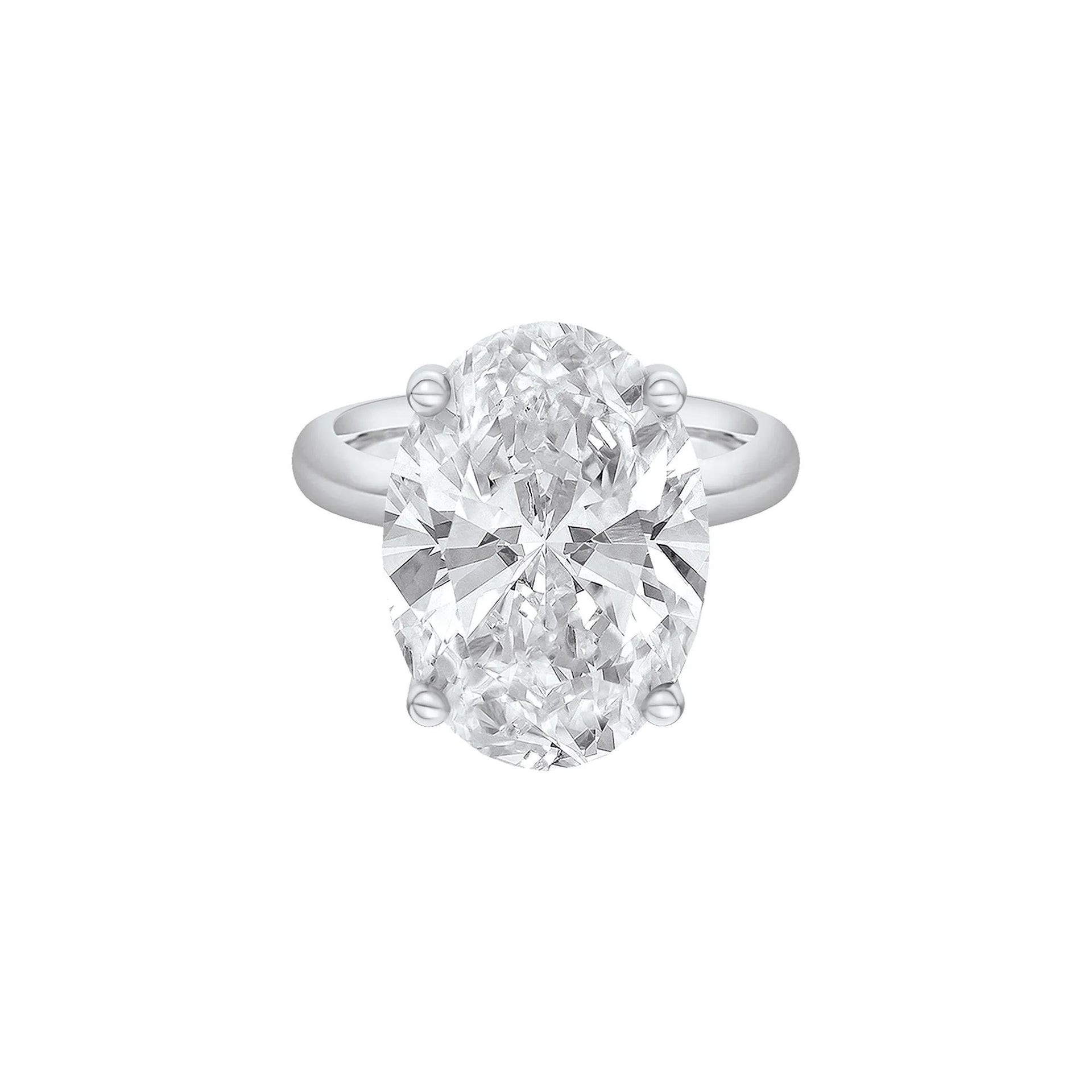 Lab Grown Diamond Oval Solitaire Ring 14K White Gold (9 CT.) Size 11.5 2mm