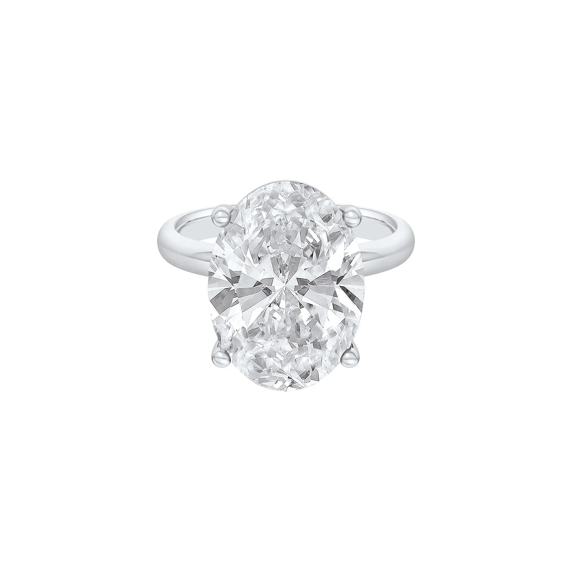 Lab Grown Diamond Oval Solitaire Ring Platinum (9 CT.) White Size 5 2mm