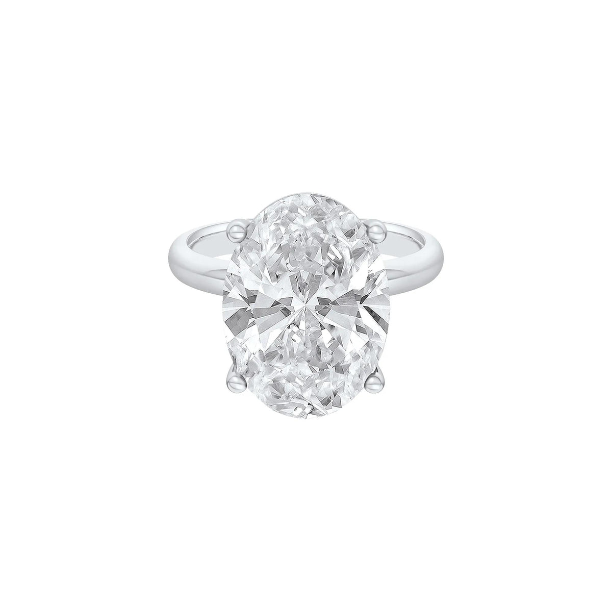 Lab Grown Diamond Oval Solitaire Ring Platinum (9 CT.) White Size 9.5 2mm