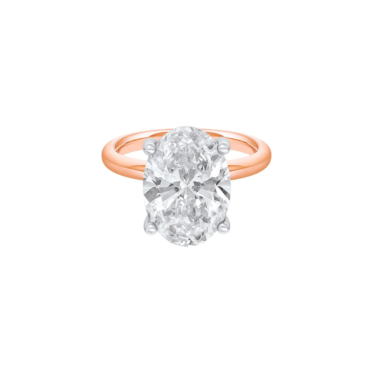 Lab Grown Diamond Oval Solitaire Ring 14K Rose & White Gold (6 CT.) Size 11 2mm